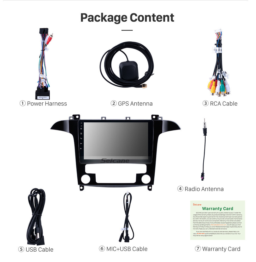 Seicane 2007-2008 Ford S-Max Auto A / C Android 9.0 9 pulgadas Navegación GPS Radio Bluetooth HD Pantalla táctil USB Carplay compatible con TV digital Seicane 2007-2008 Ford S-Max Auto A / C Android 9.0 9 pulgadas Navegación GPS Radio Bluetooth HD Pantalla táctil USB Carplay compatible con TV digital