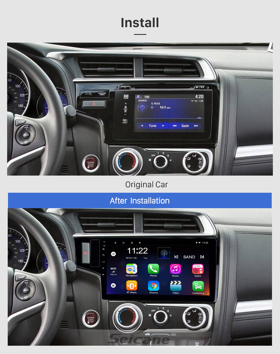 Seicane 10,1 pouces Android 8.1 Radio de navigation GPS pour 2013-2015 Honda Fit LHD avec HD écran tactile Bluetooth prend en charge Carplay TPMS Seicane 10,1 pouces Android 8.1 Radio de navigation GPS pour 2013-2015 Honda Fit LHD avec HD écran tactile Bluetooth prend en charge Carplay TPMS