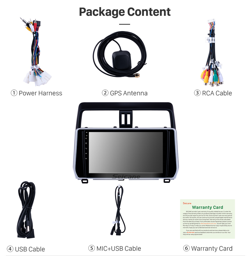 Seicane 10.1 inch Android 9.0 GPS Navigation Radio for 2018 Toyota Prado Bluetooth HD Touchscreen AUX Carplay support Backup camera Seicane 10.1 inch Android 9.0 GPS Navigation Radio for 2018 Toyota Prado Bluetooth HD Touchscreen AUX Carplay support Backup camera