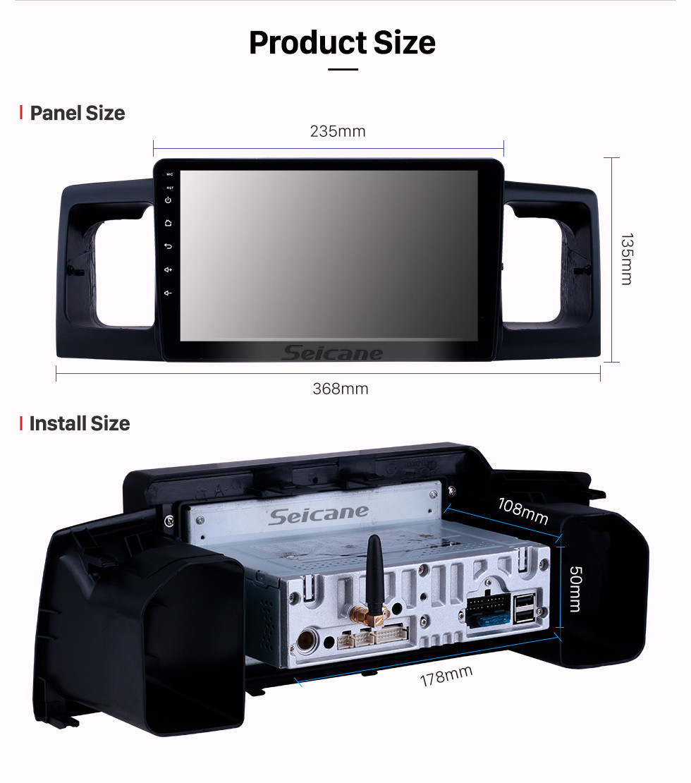 Seicane 2013 Toyota Corolla / BYD F3 Android 9.0 9-дюймовый GPS-навигация Радио Bluetooth HD с сенсорным экраном WIFI USB Поддержка Carplay Резервная камера Seicane 2013 Toyota Corolla / BYD F3 Android 9.0 9-дюймовый GPS-навигация Радио Bluetooth HD с сенсорным экраном WIFI USB Поддержка Carplay Резервная камера