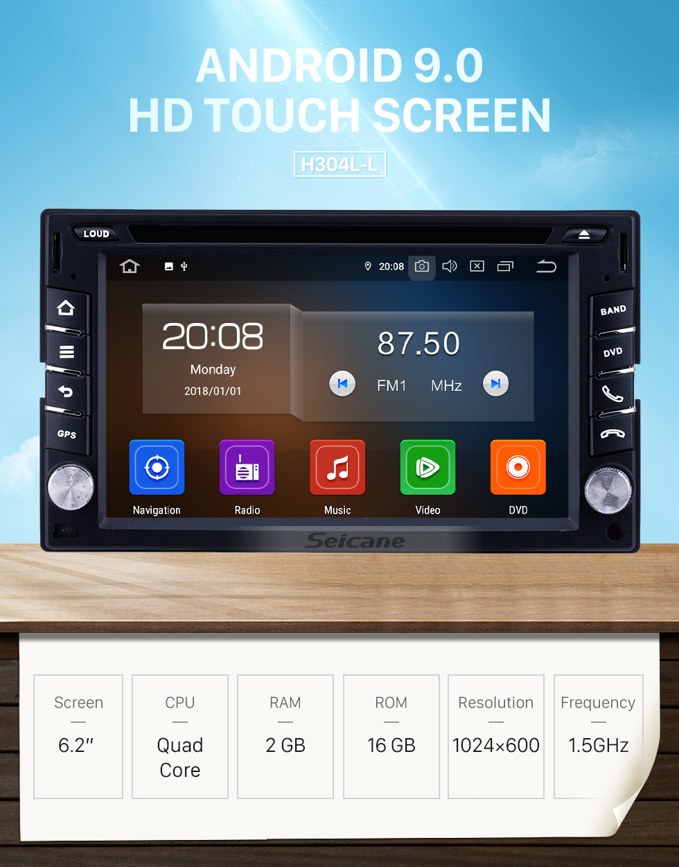Seicane 6.2 inch GPS Navigation Universal Radio Android 9.0 Bluetooth WIFI USB HD Touchscreen AUX Carplay Music support Digital TV 1080P Video Seicane 6.2 inch GPS Navigation Universal Radio Android 9.0 Bluetooth WIFI USB HD Touchscreen AUX Carplay Music support Digital TV 1080P Video