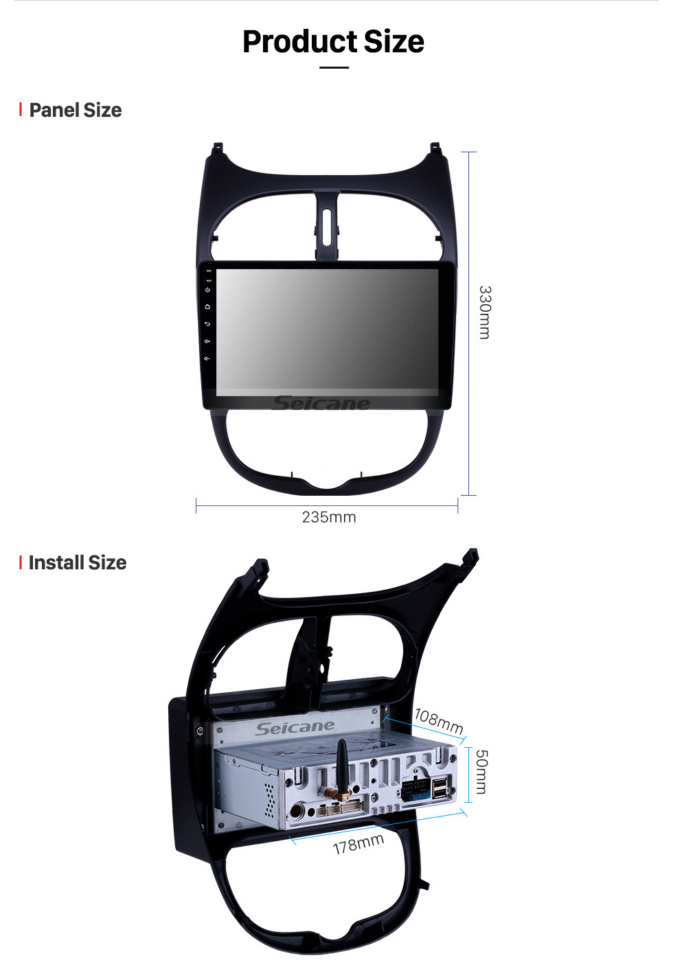 Seicane 2000-2016 Peugeot 206 Android 9.0 9-Zoll-GPS-Navigationsradio Bluetooth HD Touchscreen WIFI USB Carplay-Unterstützung Rückfahrkamera Seicane 2000-2016 Peugeot 206 Android 9.0 9-Zoll-GPS-Navigationsradio Bluetooth HD Touchscreen WIFI USB Carplay-Unterstützung Rückfahrkamera