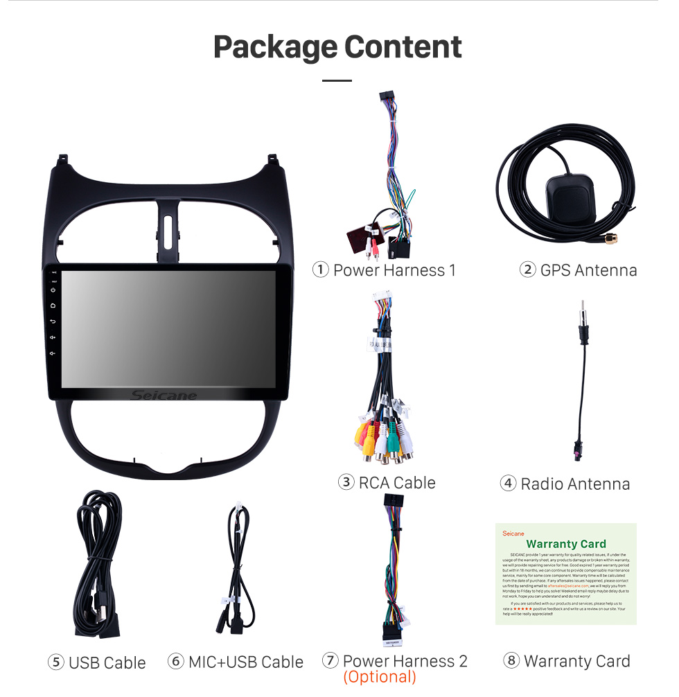 Seicane 2000-2016 Peugeot 206 Android 9.0 9-Zoll-GPS-Navigationsradio Bluetooth HD Touchscreen WIFI USB Carplay-Unterstützung Rückfahrkamera Seicane 2000-2016 Peugeot 206 Android 9.0 9-Zoll-GPS-Navigationsradio Bluetooth HD Touchscreen WIFI USB Carplay-Unterstützung Rückfahrkamera