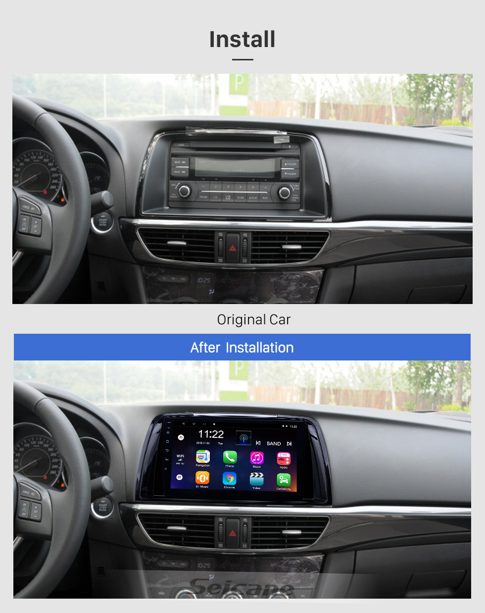 Seicane 2014-2016 Mazda Atenza Android 8.1 Pantalla táctil HD 9 pulgadas AUX Bluetooth WIFI USB Navegación GPS Radio soporte OBD2 SWC Carplay Seicane 2014-2016 Mazda Atenza Android 8.1 Pantalla táctil HD 9 pulgadas AUX Bluetooth WIFI USB Navegación GPS Radio soporte OBD2 SWC Carplay