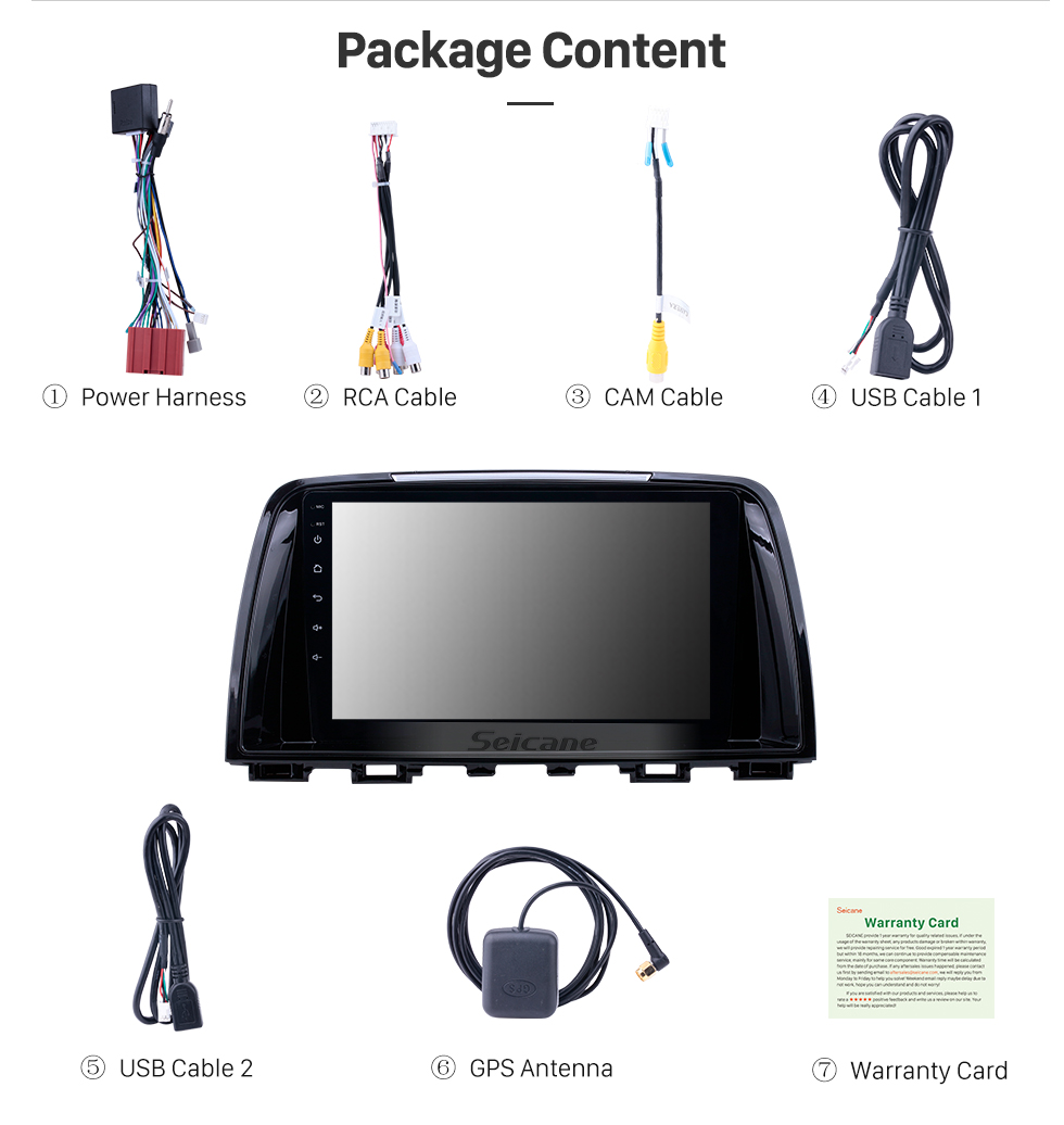 Seicane 2014-2016 Mazda Atenza Android 8.1 Pantalla táctil HD 9 pulgadas AUX Bluetooth WIFI USB Navegación GPS Radio soporte OBD2 SWC Carplay Seicane 2014-2016 Mazda Atenza Android 8.1 Pantalla táctil HD 9 pulgadas AUX Bluetooth WIFI USB Navegación GPS Radio soporte OBD2 SWC Carplay