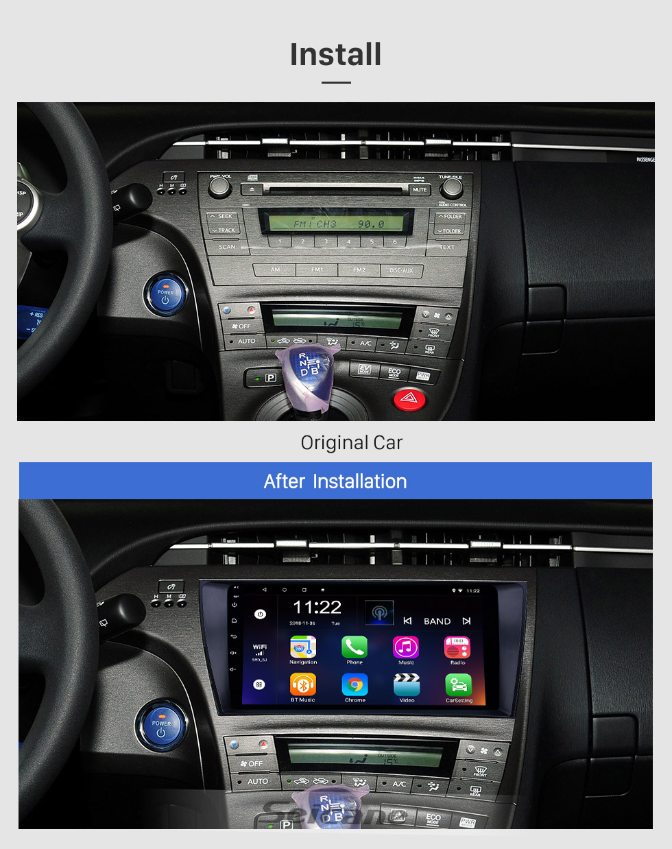 Seicane 2009-2013 Toyota Prius LHD Android 8.1 HD Touchscreen 9 inch AUX Bluetooth WIFI USB GPS Navigation Radio support SWC Carplay Seicane 2009-2013 Toyota Prius LHD Android 8.1 HD Touchscreen 9 inch AUX Bluetooth WIFI USB GPS Navigation Radio support SWC Carplay