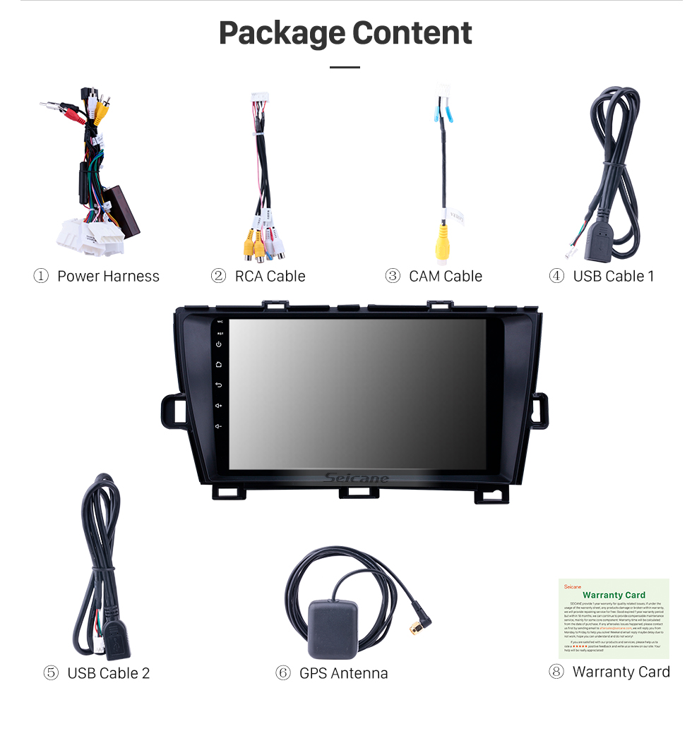 Seicane 2009-2013 Toyota Prius LHD Android 8.1 HD Touchscreen 9 inch AUX Bluetooth WIFI USB GPS Navigation Radio support SWC Carplay Seicane 2009-2013 Toyota Prius LHD Android 8.1 HD Touchscreen 9 inch AUX Bluetooth WIFI USB GPS Navigation Radio support SWC Carplay