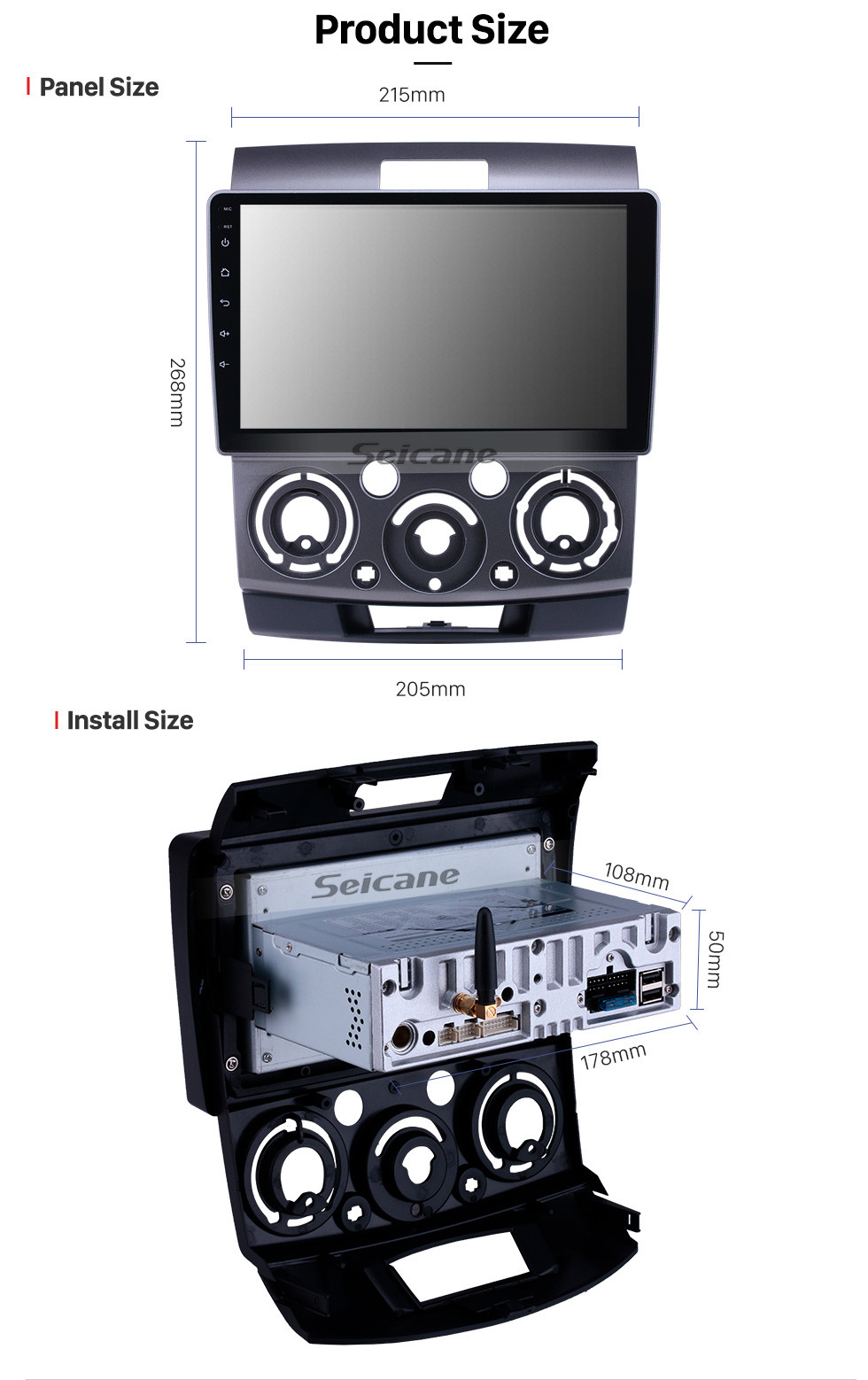 Seicane 2006-2010 Ford Everest / Ranger Mazda BT-50 Android 9.0 9 pulgadas GPS Navegación Radio Bluetooth HD Pantalla táctil Carplay soporte Cámara de respaldo Seicane 2006-2010 Ford Everest / Ranger Mazda BT-50 Android 9.0 9 pulgadas GPS Navegación Radio Bluetooth HD Pantalla táctil Carplay soporte Cámara de respaldo