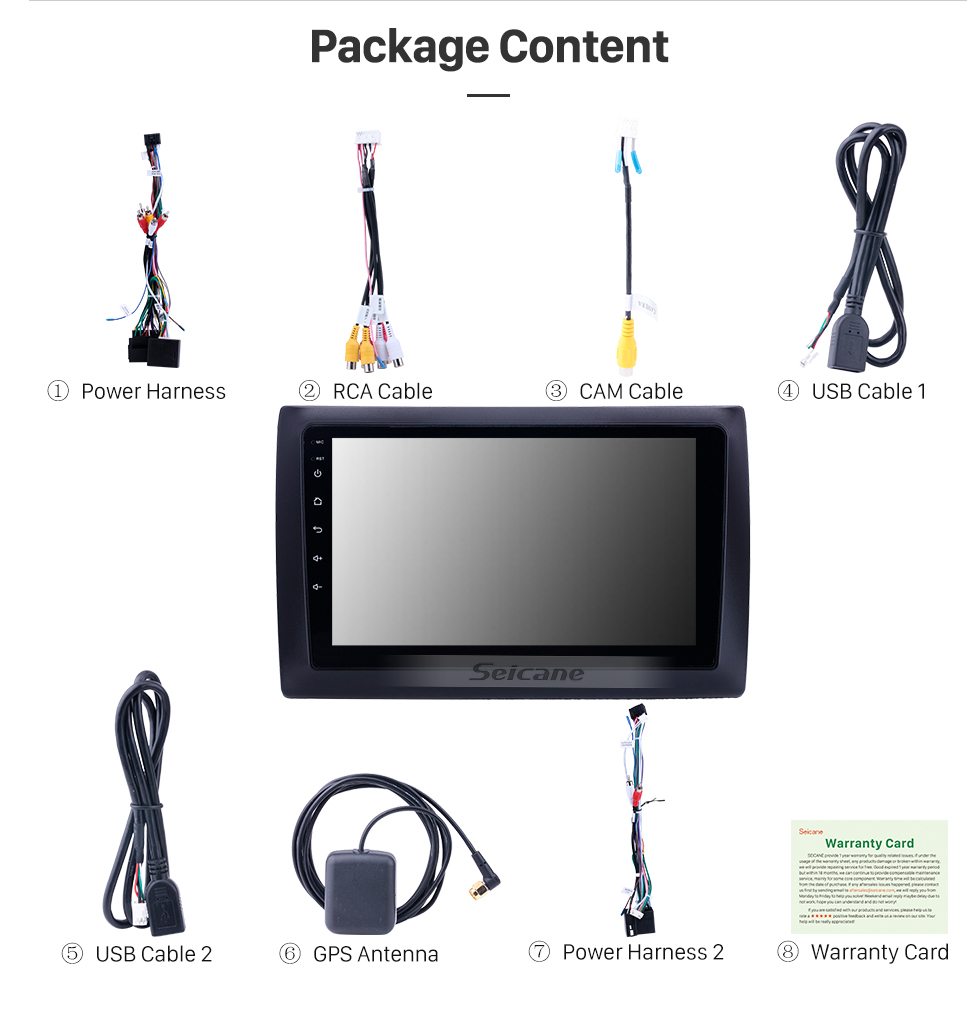 Seicane 2010 Fiat Stilo Android 8.1 Pantalla táctil HD 9 pulgadas AUX Bluetooth WIFI USB Navegación GPS Soporte de radio OBD2 SWC Carplay DVR Seicane 2010 Fiat Stilo Android 8.1 Pantalla táctil HD 9 pulgadas AUX Bluetooth WIFI USB Navegación GPS Soporte de radio OBD2 SWC Carplay DVR