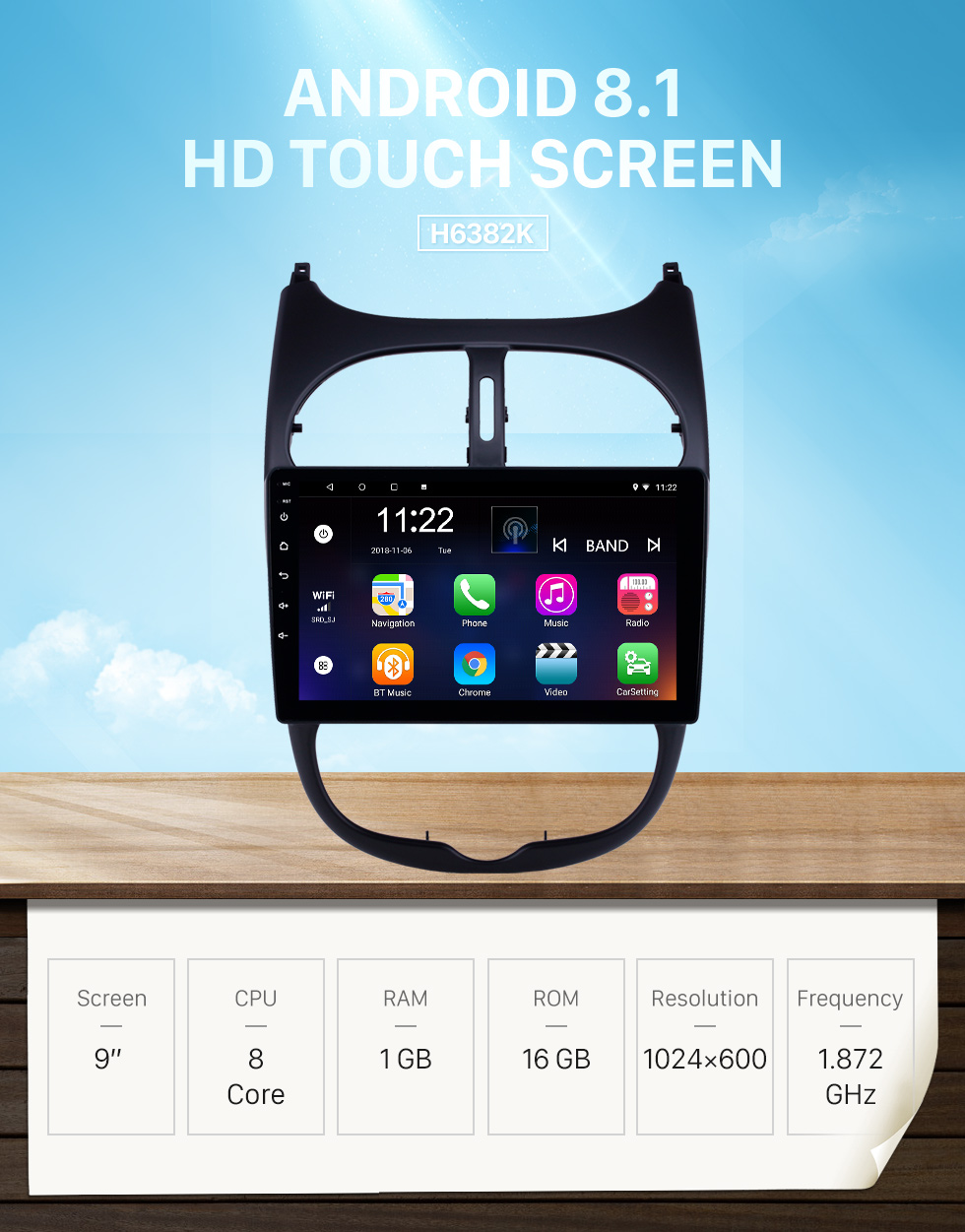 Seicane HD Touchscreen 9 Zoll Android 8.1 GPS Navigationsradio für 2000-2016 Peugeot 206 mit Bluetooth AUX WIFI Unterstützung Carplay TPMS DAB + Seicane HD Touchscreen 9 Zoll Android 8.1 GPS Navigationsradio für 2000-2016 Peugeot 206 mit Bluetooth AUX WIFI Unterstützung Carplay TPMS DAB +