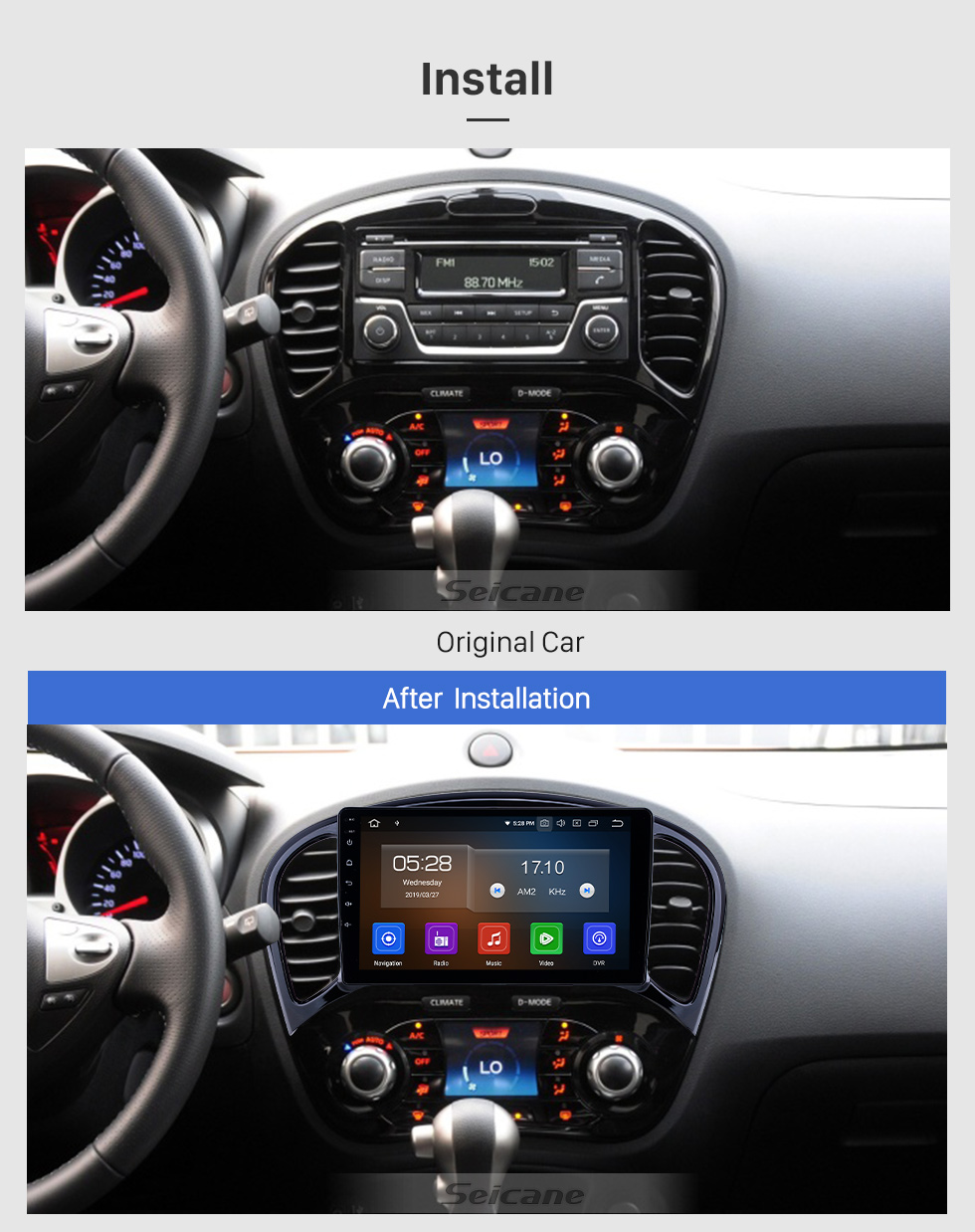 Seicane HD Touchscreen 2011-2016 Nissan Infiniti ESQ/Juke Android 9.0 9 inch GPS Navigation Radio Bluetooth USB WIFI Carplay support DAB+ TPMS OBD2 Seicane HD Touchscreen 2011-2016 Nissan Infiniti ESQ/Juke Android 9.0 9 inch GPS Navigation Radio Bluetooth USB WIFI Carplay support DAB+ TPMS OBD2
