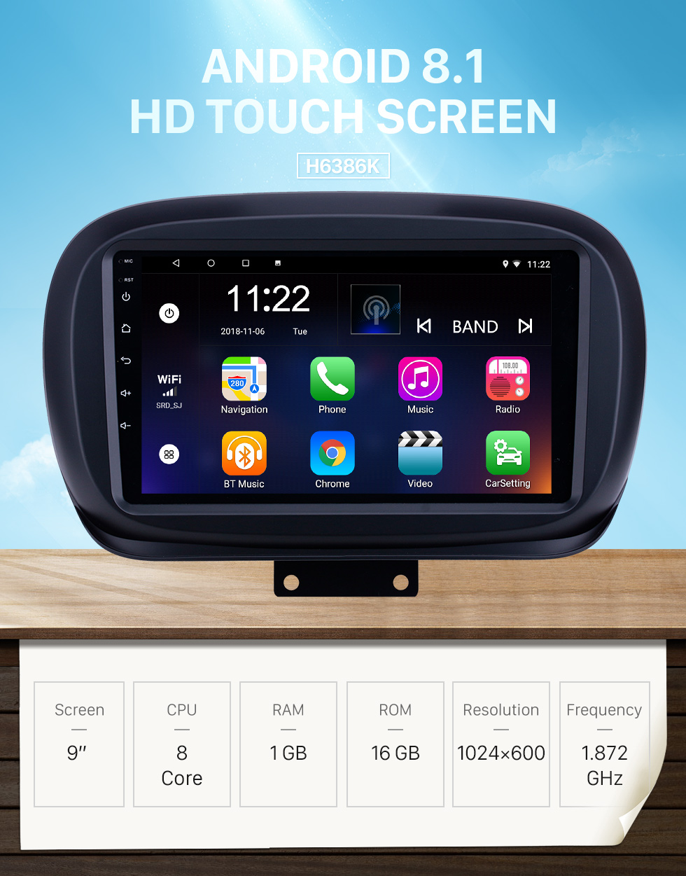 Seicane 2014-2019 Fiat 500X Android 8.1 HD Touchscreen 9 Zoll AUX Bluetooth WIFI USB GPS Navigationsradio Unterstützung SWC Carplay Seicane 2014-2019 Fiat 500X Android 8.1 HD Touchscreen 9 Zoll AUX Bluetooth WIFI USB GPS Navigationsradio Unterstützung SWC Carplay
