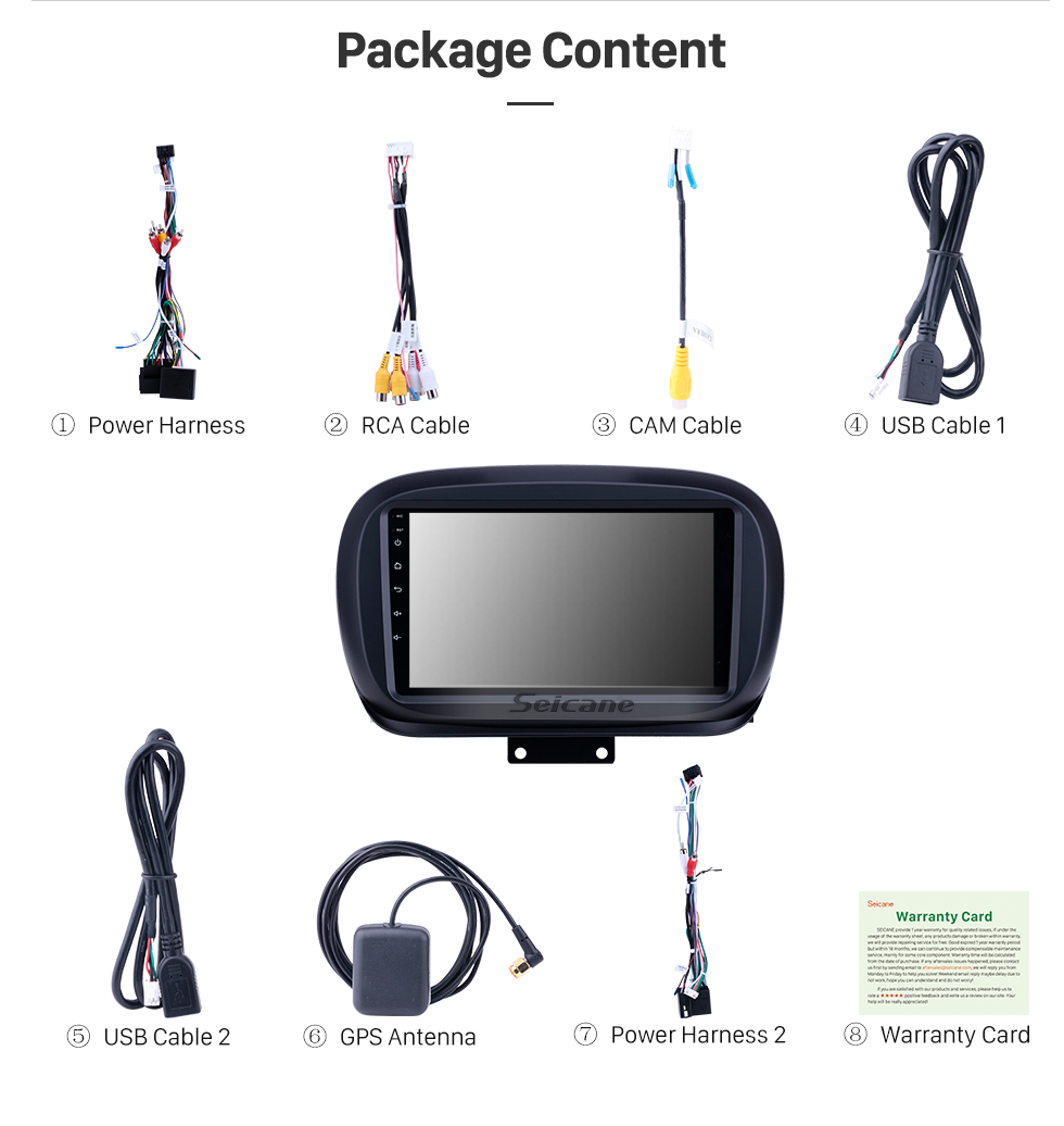 Seicane 2014-2019 Fiat 500X Android 8.1 HD Touchscreen 9 Zoll AUX Bluetooth WIFI USB GPS Navigationsradio Unterstützung SWC Carplay Seicane 2014-2019 Fiat 500X Android 8.1 HD Touchscreen 9 Zoll AUX Bluetooth WIFI USB GPS Navigationsradio Unterstützung SWC Carplay