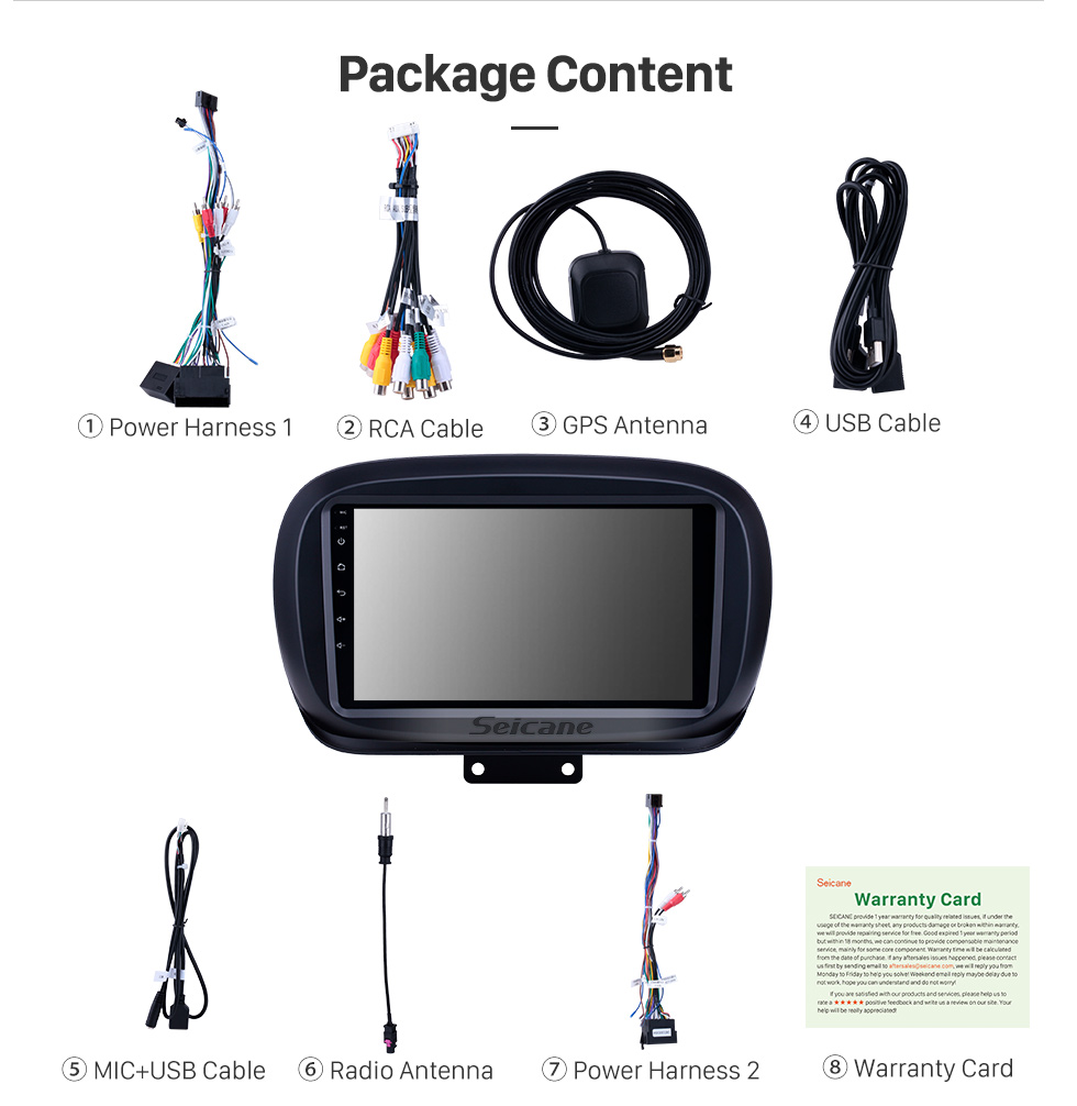 Seicane 9 Zoll 2014-2019 Fiat 500X Android 9.0 GPS Navigationsradio WIFI Bluetooth HD Touchscreen Carplay Unterstützung TPMS DVR Mirror Link Seicane 9 Zoll 2014-2019 Fiat 500X Android 9.0 GPS Navigationsradio WIFI Bluetooth HD Touchscreen Carplay Unterstützung TPMS DVR Mirror Link