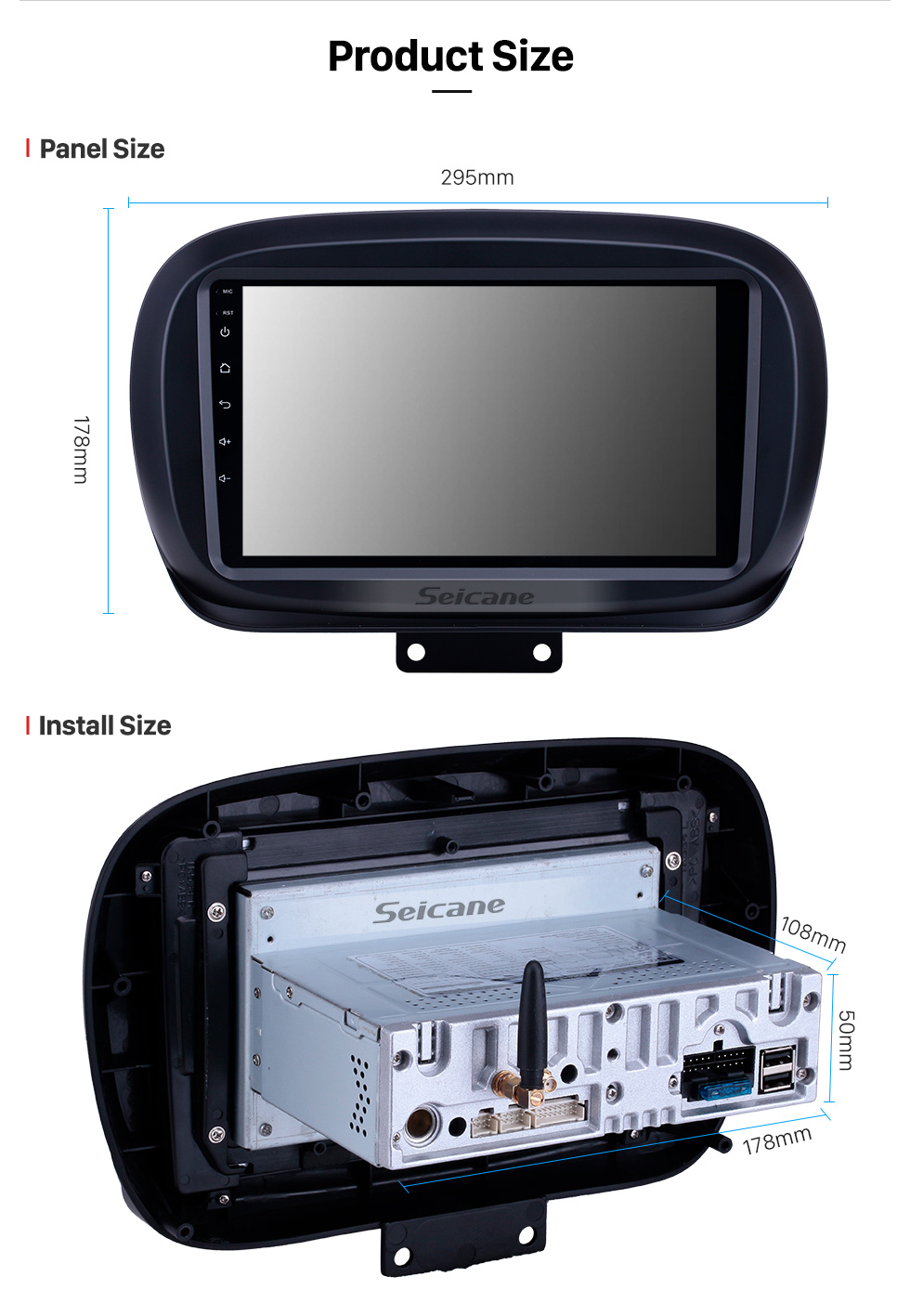Seicane 9 Zoll 2014-2019 Fiat 500X Android 9.0 GPS Navigationsradio WIFI Bluetooth HD Touchscreen Carplay Unterstützung TPMS DVR Mirror Link Seicane 9 Zoll 2014-2019 Fiat 500X Android 9.0 GPS Navigationsradio WIFI Bluetooth HD Touchscreen Carplay Unterstützung TPMS DVR Mirror Link