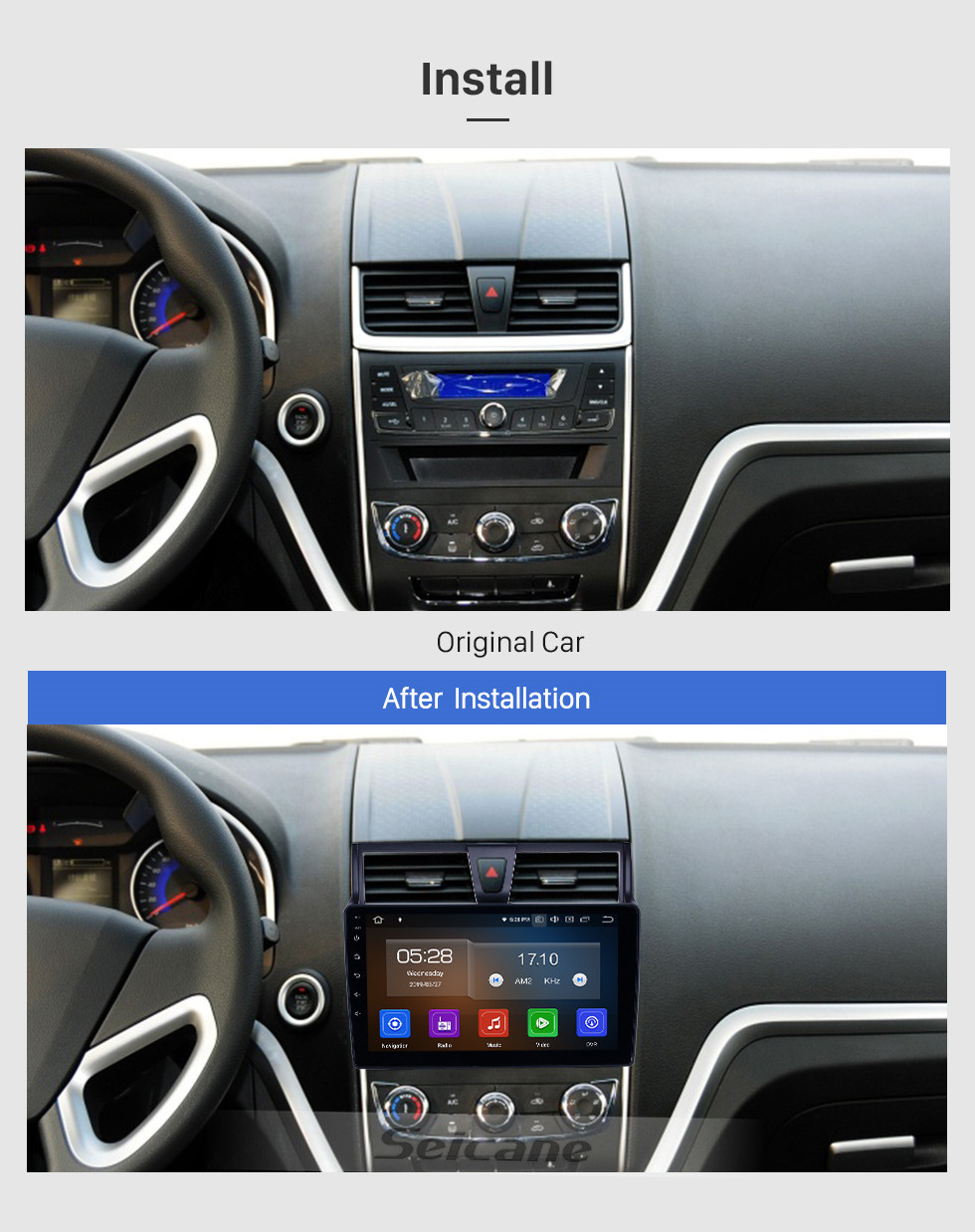 Seicane Pantalla táctil HD 2014-2016 Geely Emgrand EC7 Android 9.0 9 pulgadas Navegación GPS Radio Bluetooth WIFI AUX USB Carplay compatible con DAB + DVR OBD2 Seicane Pantalla táctil HD 2014-2016 Geely Emgrand EC7 Android 9.0 9 pulgadas Navegación GPS Radio Bluetooth WIFI AUX USB Carplay compatible con DAB + DVR OBD2
