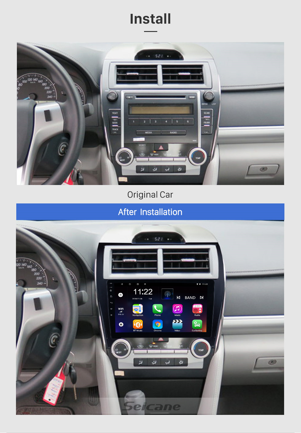 Seicane 10.1 Inch Android 9.0 HD Touchscreen For 2012 2013 2014-2017 TOYOTA CAMRY GPS Navigation System Radio with Bluetooth WIFI Support OBD2 DAB+ Backup camera Carplay Seicane 10.1 Inch Android 9.0 HD Touchscreen For 2012 2013 2014-2017 TOYOTA CAMRY GPS Navigation System Radio with Bluetooth WIFI Support OBD2 DAB+ Backup camera Carplay