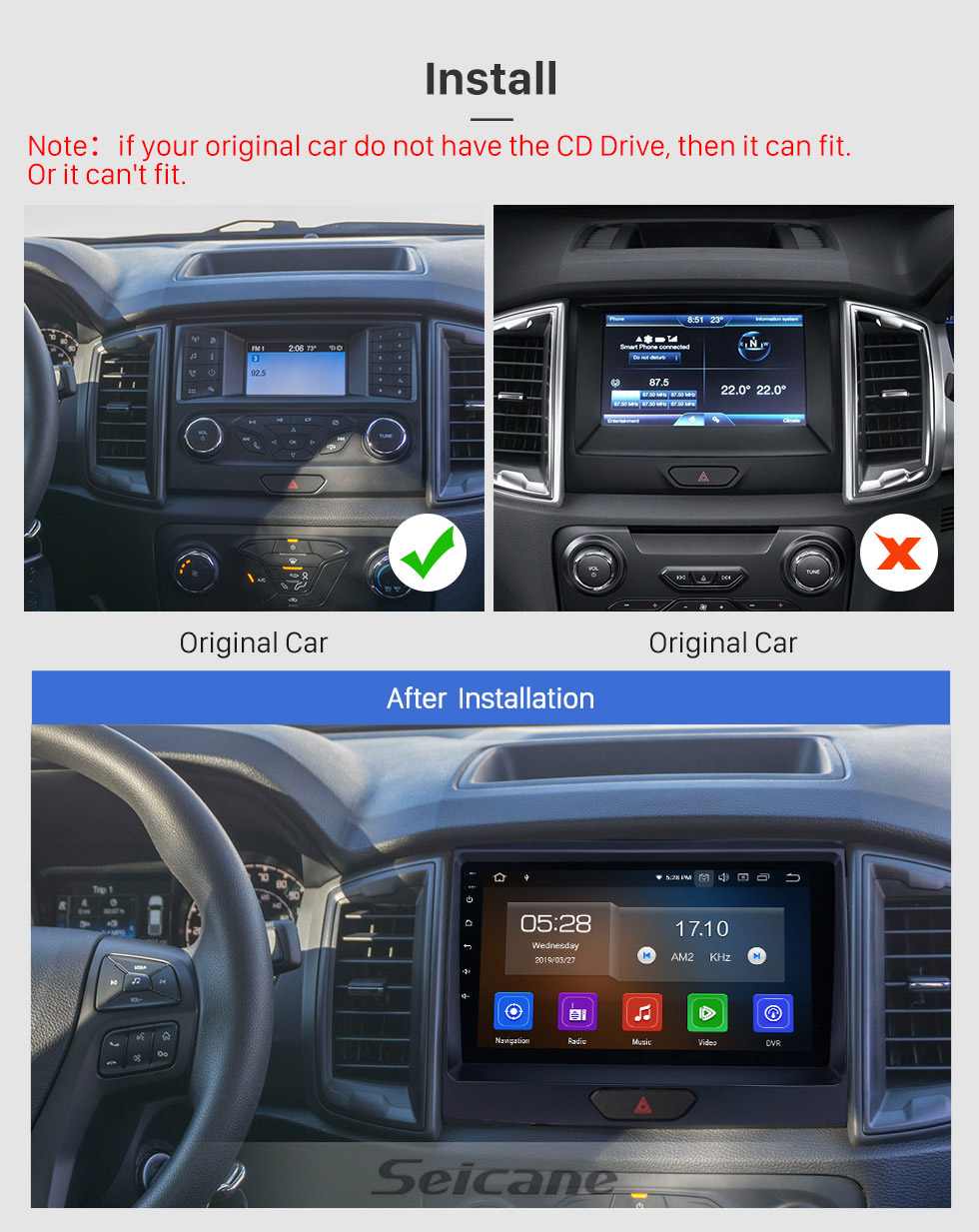 Seicane 2018 Ford Ranger Android 9.0 9 inch GPS Navigation Radio Bluetooth HD Touchscreen WIFI USB Carplay support DAB+ SWC Seicane 2018 Ford Ranger Android 9.0 9 inch GPS Navigation Radio Bluetooth HD Touchscreen WIFI USB Carplay support DAB+ SWC