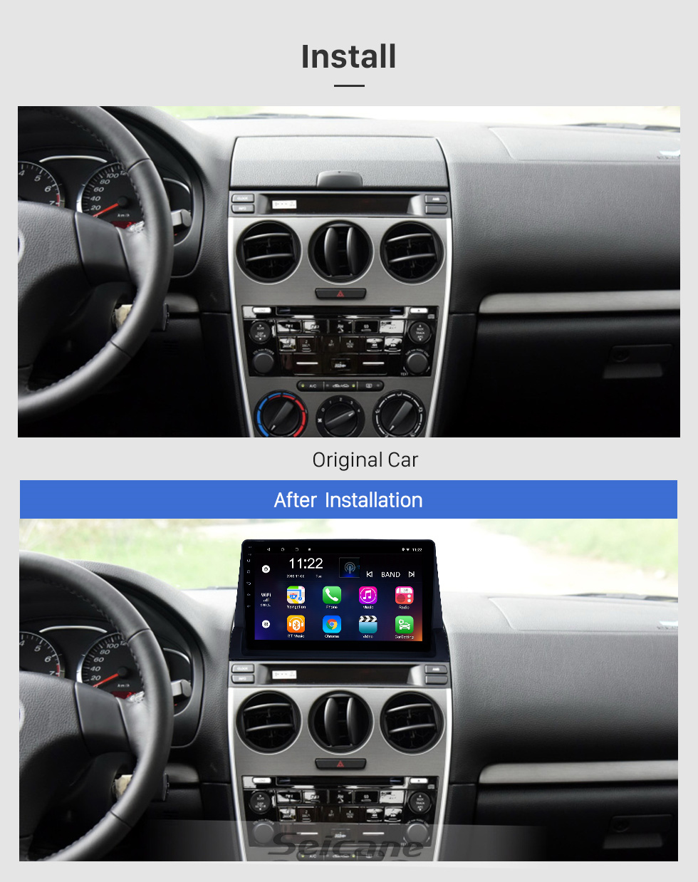 Seicane HD Touchscreen 10.1 inch Android 8.1 GPS Navigation Radio for 2002-2008 Old Mazda 6 with Bluetooth USB support Carplay Mirror Link Backup camera Seicane HD Touchscreen 10.1 inch Android 8.1 GPS Navigation Radio for 2002-2008 Old Mazda 6 with Bluetooth USB support Carplay Mirror Link Backup camera