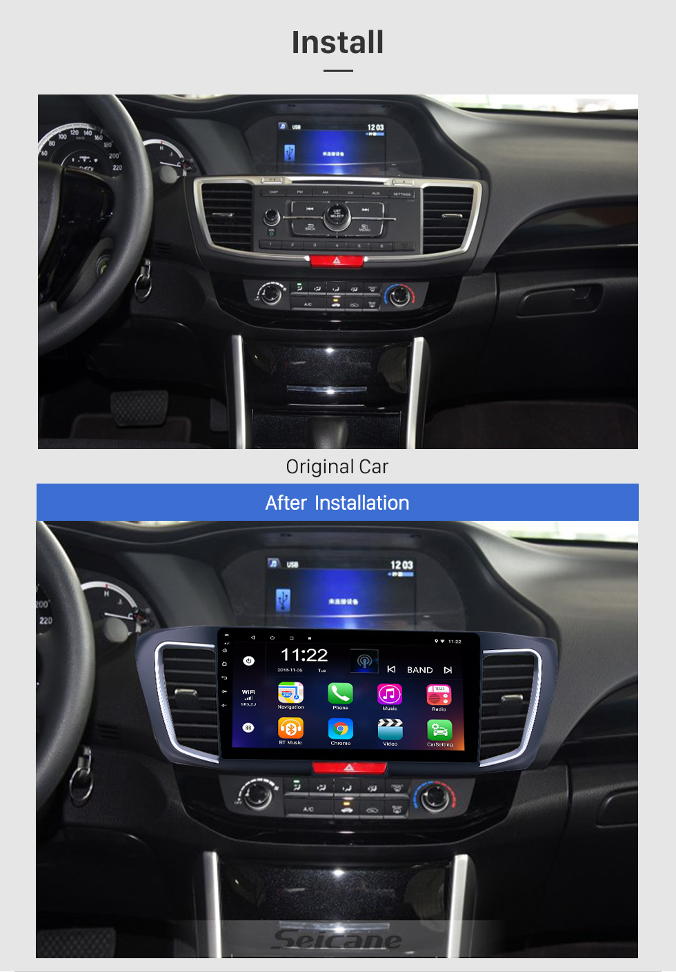 Seicane 10,1 pouces Android 8.1 HD Radio tactile Navigation GPS pour 2013 Honda Accord 9 Version basse avec support Bluetooth USB WIFI Carplay OBD Seicane 10,1 pouces Android 8.1 HD Radio tactile Navigation GPS pour 2013 Honda Accord 9 Version basse avec support Bluetooth USB WIFI Carplay OBD