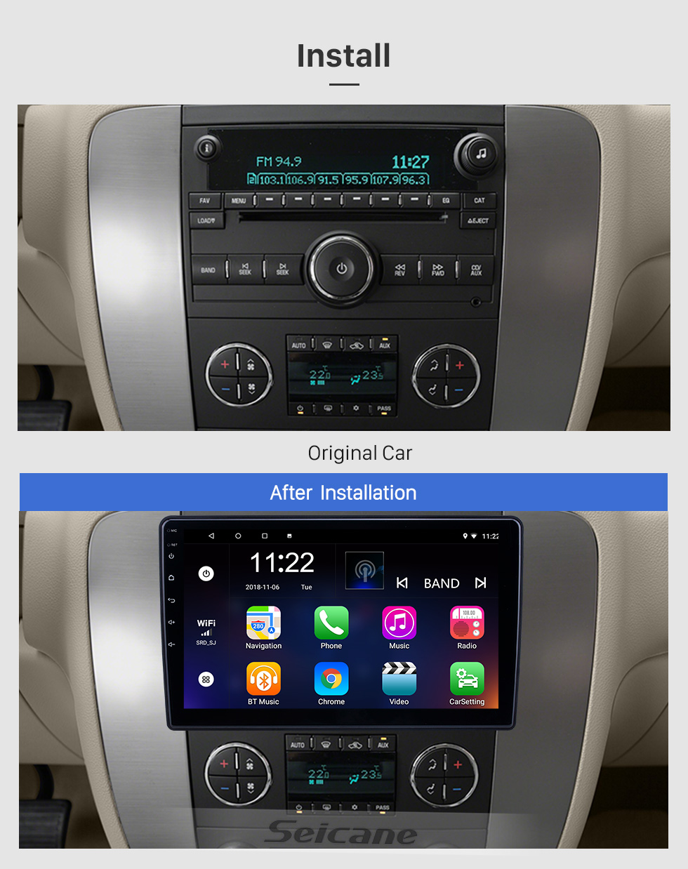 Seicane 10,1 Zoll Android 8.1 GPS Navigationsradio für 2007-2012 Chevy Chevrolet / Buick / GMC / Hummer / Pontiac / Saturn / Suzuki Mit HD Touchscreen Bluetooth Unterstützung Carplay TPMS Seicane 10,1 Zoll Android 8.1 GPS Navigationsradio für 2007-2012 Chevy Chevrolet / Buick / GMC / Hummer / Pontiac / Saturn / Suzuki Mit HD Touchscreen Bluetooth Unterstützung Carplay TPMS
