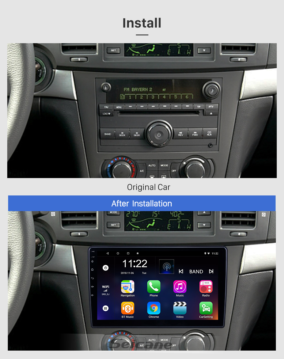 Seicane 10.1 polegadas Android 8.1 Rádio Navegação GPS para 2005-2010 Chevy Chevrolet / Pontiac / Saturno Com HD Touchscreen Suporte Bluetooth Carplay Seicane 10.1 polegadas Android 8.1 Rádio Navegação GPS para 2005-2010 Chevy Chevrolet / Pontiac / Saturno Com HD Touchscreen Suporte Bluetooth Carplay