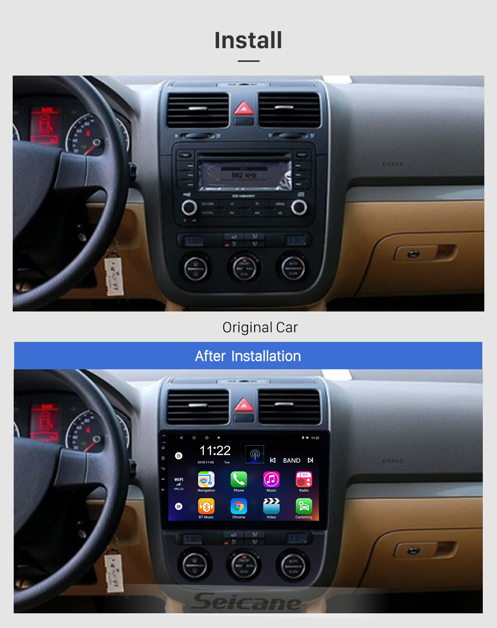Seicane 10.1 polegadas Android 8.1 Rádio Navegação GPS para 2006-2010 VW Volkswagen Sagitar Com HD Touchscreen Bluetooth suporte Carplay TPMS Seicane 10.1 polegadas Android 8.1 Rádio Navegação GPS para 2006-2010 VW Volkswagen Sagitar Com HD Touchscreen Bluetooth suporte Carplay TPMS