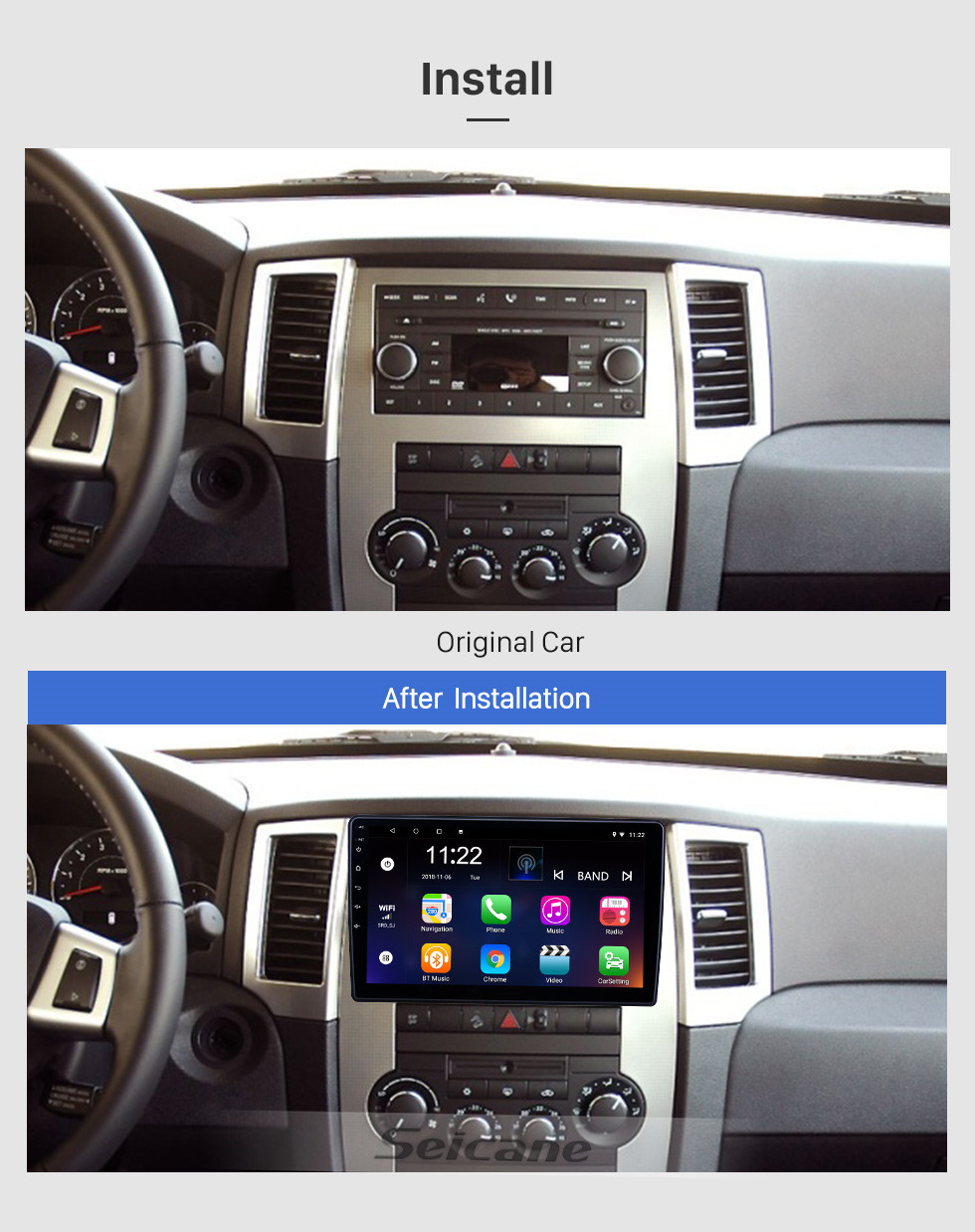 Seicane 10.1 inch HD Touchscreen Android 8.1 GPS Navigation Radio for Dodge/Jeep/Chrysler Universal With Bluetooth support Carplay DVR Seicane 10.1 inch HD Touchscreen Android 8.1 GPS Navigation Radio for Dodge/Jeep/Chrysler Universal With Bluetooth support Carplay DVR
