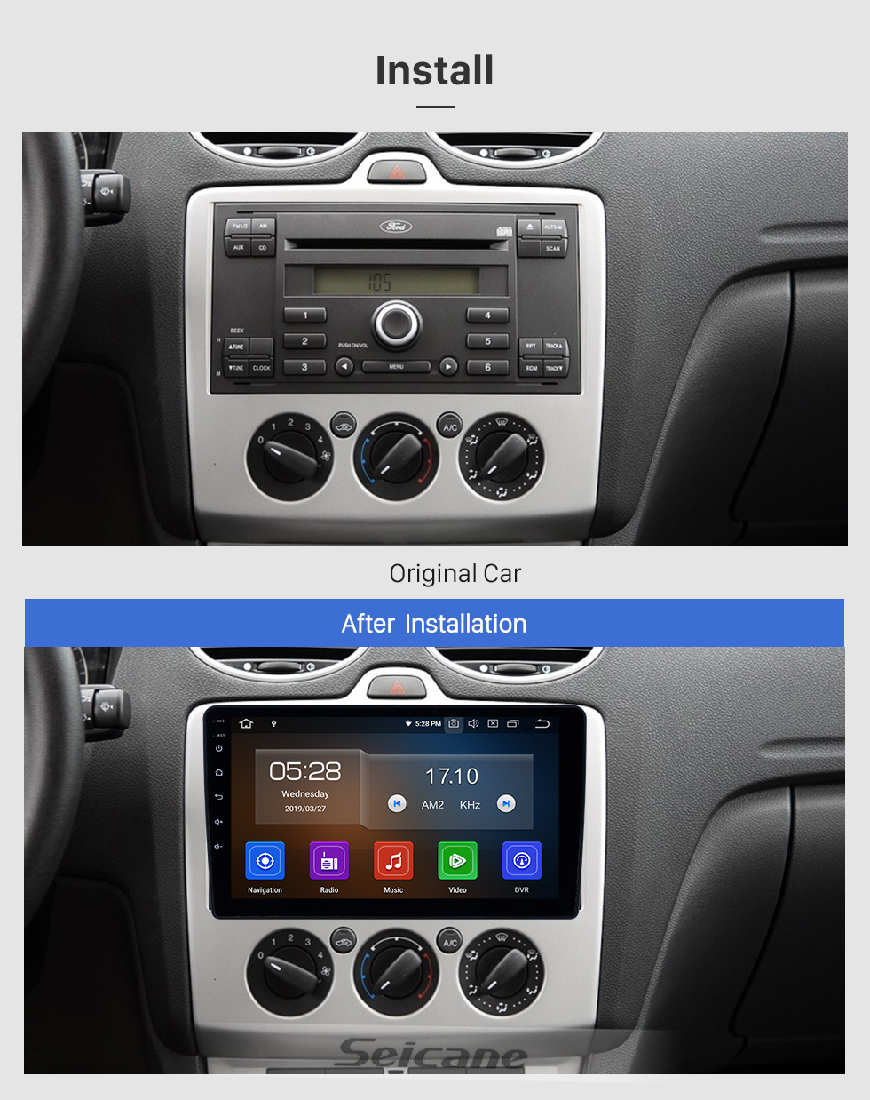 Seicane 2005-2008 Ford Focus Android 8.1 HD Touchscreen 9 inch AUX Bluetooth WIFI USB GPS Navigation Radio support DVR Carplay Seicane 2005-2008 Ford Focus Android 8.1 HD Touchscreen 9 inch AUX Bluetooth WIFI USB GPS Navigation Radio support DVR Carplay