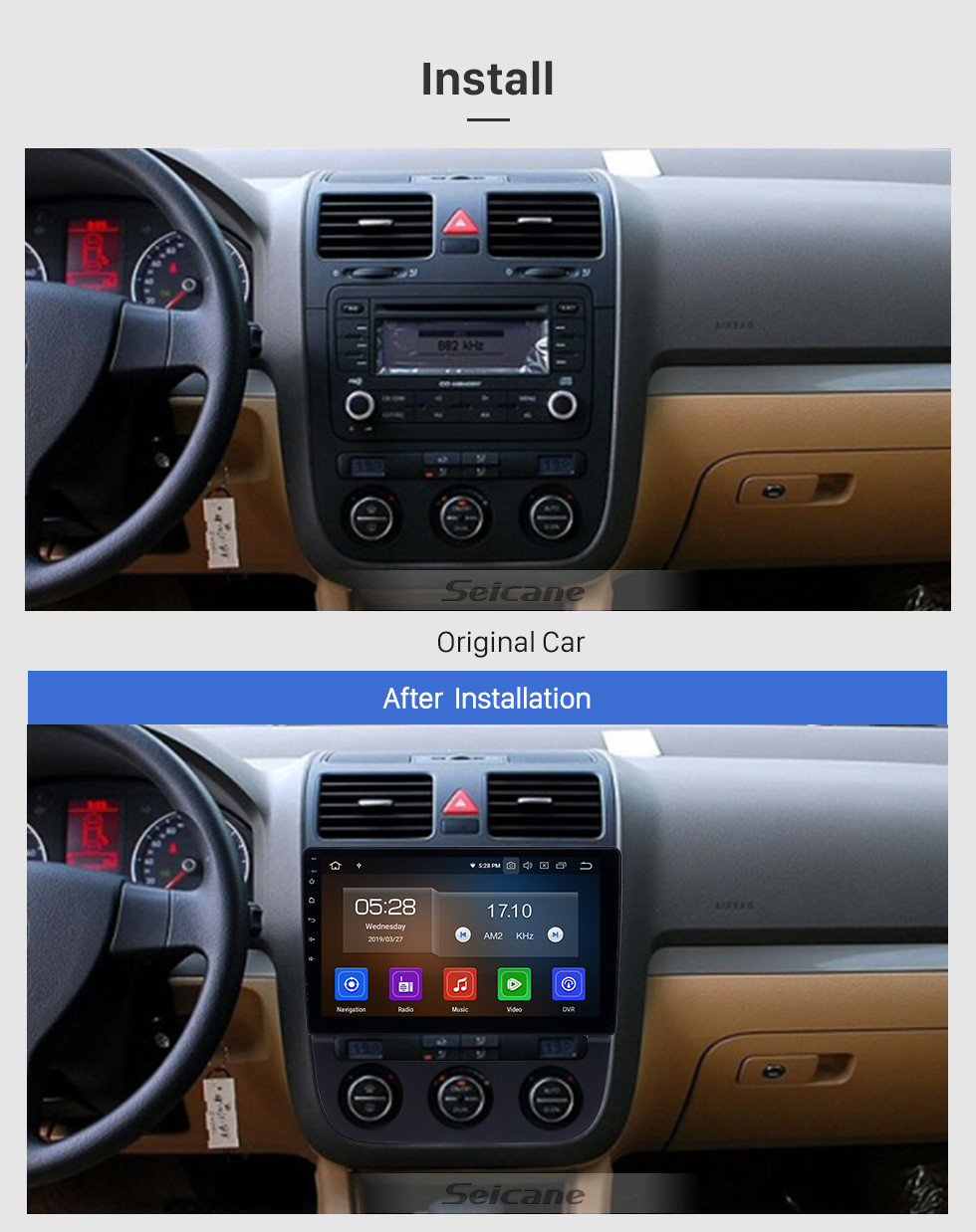 Seicane 10.1 polegadas Android 9.0 Rádio de Navegação GPS para 2006-2010 VW Volkswagen Sagitar com HD Touchscreen Carplay Suporte Bluetooth 1080 P Seicane 10.1 polegadas Android 9.0 Rádio de Navegação GPS para 2006-2010 VW Volkswagen Sagitar com HD Touchscreen Carplay Suporte Bluetooth 1080 P
