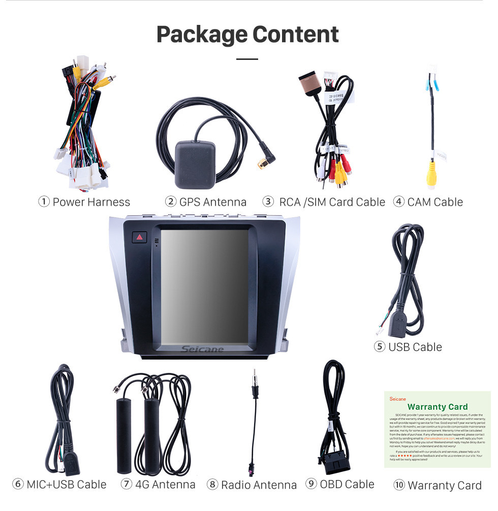 Seicane 9,7 pouces Android 9.1 Radio de navigation GPS pour 2015-2017 Toyota Camry avec écran tactile HD prise en charge Bluetooth AUX Carplay OBD2 Seicane 9,7 pouces Android 9.1 Radio de navigation GPS pour 2015-2017 Toyota Camry avec écran tactile HD prise en charge Bluetooth AUX Carplay OBD2
