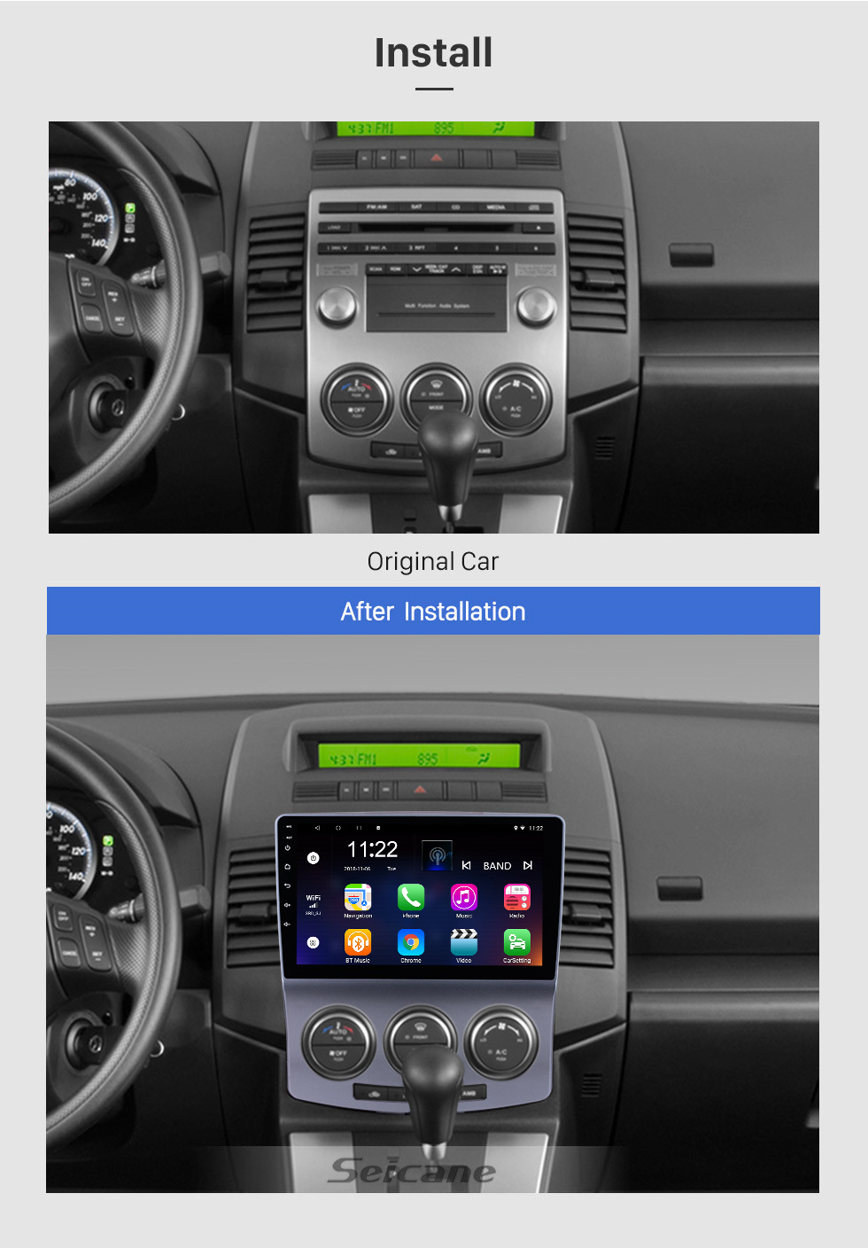 Seicane 2005-2010 Old Mazda 5 Android 8.1 GPS Navigation Radio 9 inch HD Touchscreen with Bluetooth USB WIFI support Carplay OBD2 DAB+ Mirror Link Seicane 2005-2010 Old Mazda 5 Android 8.1 GPS Navigation Radio 9 inch HD Touchscreen with Bluetooth USB WIFI support Carplay OBD2 DAB+ Mirror Link
