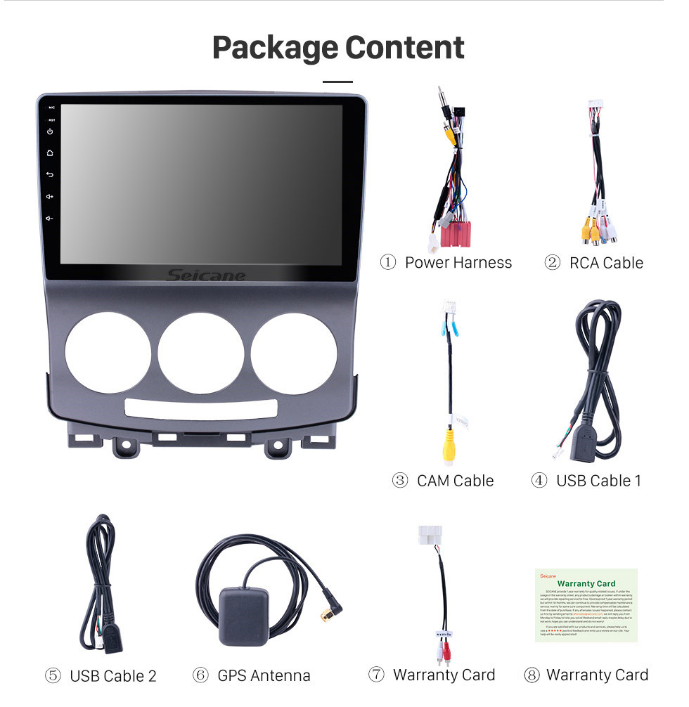 Seicane 2005-2010 Old Mazda 5 Android 8.1 GPS Navigation Radio 9 inch HD Touchscreen with Bluetooth USB WIFI support Carplay OBD2 DAB+ Mirror Link Seicane 2005-2010 Old Mazda 5 Android 8.1 GPS Navigation Radio 9 inch HD Touchscreen with Bluetooth USB WIFI support Carplay OBD2 DAB+ Mirror Link