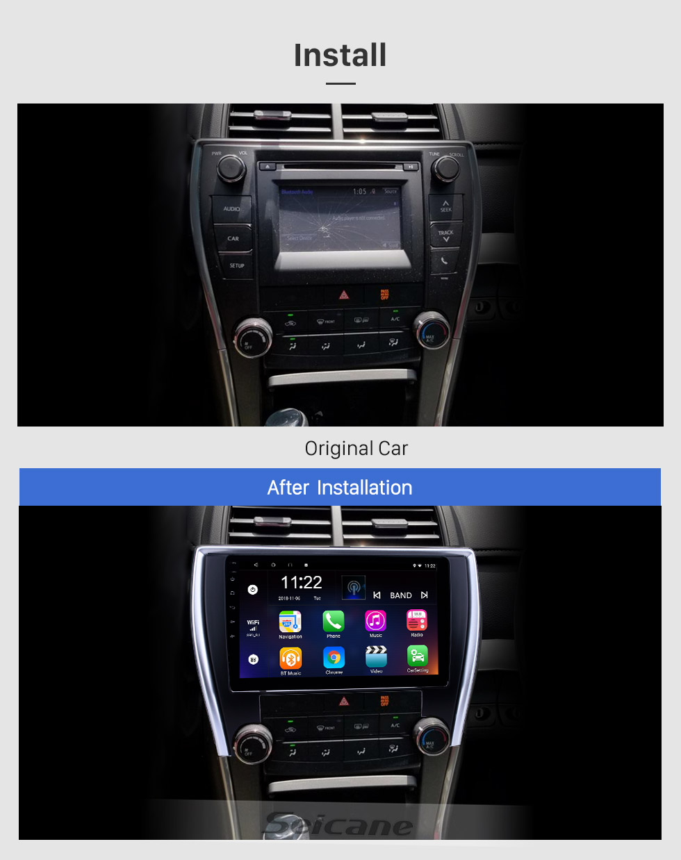Seicane 10,1 polegadas HD Touchscreen Android 8.1 Rádio de navegação GPS para 2015 Toyota Camry (versão América) com suporte Bluetooth Carplay TPMS Seicane 10,1 polegadas HD Touchscreen Android 8.1 Rádio de navegação GPS para 2015 Toyota Camry (versão América) com suporte Bluetooth Carplay TPMS