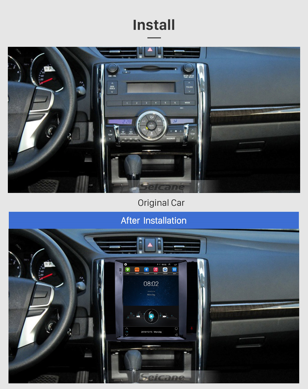 Seicane 9.7 inch Android 9.1 2013 Toyota Reiz GPS Navigation Radio with HD Touchscreen Bluetooth Music support Carplay Mirror Link Seicane 9.7 inch Android 9.1 2013 Toyota Reiz GPS Navigation Radio with HD Touchscreen Bluetooth Music support Carplay Mirror Link