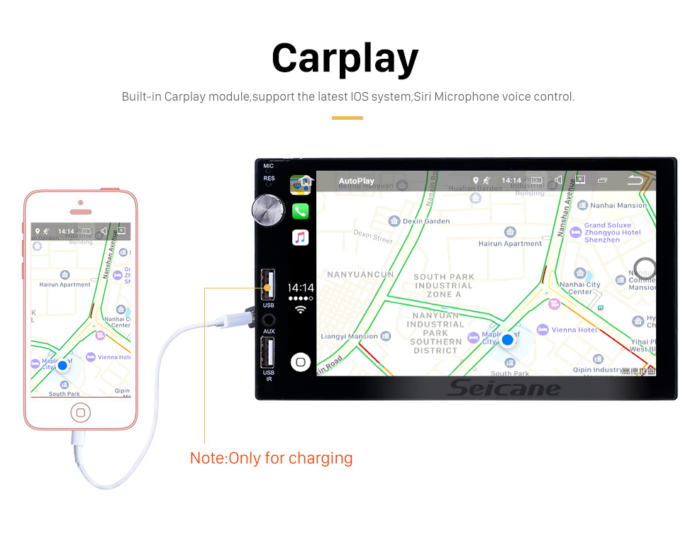 Seicane Plug and Play Carplay Écran tactile Radio Récepteur Bluetooth Musique MP5 Player Prise en charge IOS IPhone Siri Contrôle vocal du microphone Caméra de recul Contrôle au volant Seicane Plug and Play Carplay Écran tactile Radio Récepteur Bluetooth Musique MP5 Player Prise en charge IOS IPhone Siri Contrôle vocal du microphone Caméra de recul Contrôle au volant