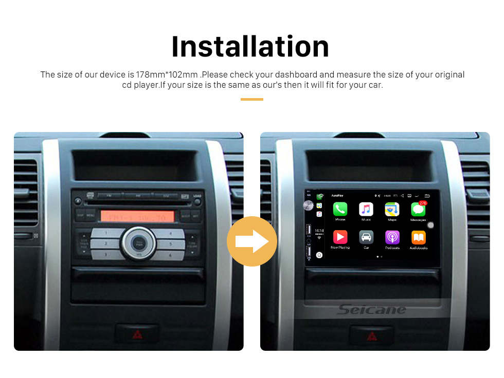 Seicane Plug and Play Carplay Écran tactile Radio Récepteur Bluetooth Musique MP5 Player Prise en charge IOS IPhone Siri Contrôle vocal du microphone Caméra de recul Contrôle au volant Seicane Plug and Play Carplay Écran tactile Radio Récepteur Bluetooth Musique MP5 Player Prise en charge IOS IPhone Siri Contrôle vocal du microphone Caméra de recul Contrôle au volant