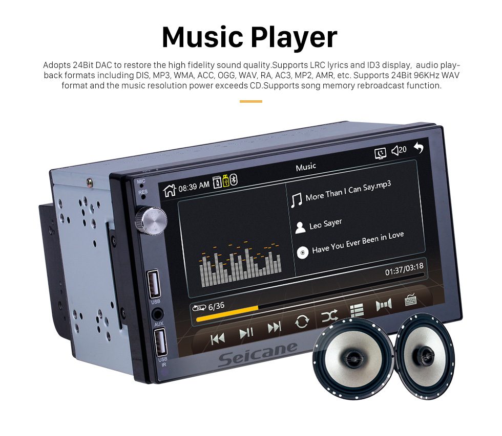 Seicane Plug and Play Carplay Écran tactile Radio Récepteur Bluetooth Musique MP5 Player Prise en charge IOS IPhone Siri Contrôle vocal du microphone Caméra de recul Contrôle au volant Seicane Plug and Play Carplay Écran tactile Radio Récepteur Bluetooth Musique MP5 Player Prise en charge IOS IPhone Siri Contrôle vocal du microphone Caméra de recul Contrôle au volant