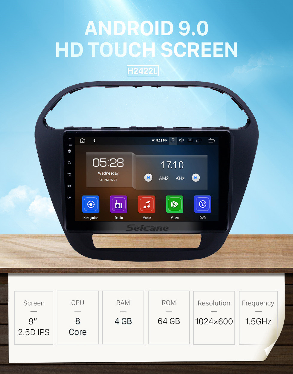 Seicane Pantalla táctil HD 2019 Tiago Nexon Android 9.0 Radio de navegación GPS de 9 pulgadas Bluetooth AUX Carplay compatible Cámara trasera DAB + OBD2 Seicane Pantalla táctil HD 2019 Tiago Nexon Android 9.0 Radio de navegación GPS de 9 pulgadas Bluetooth AUX Carplay compatible Cámara trasera DAB + OBD2