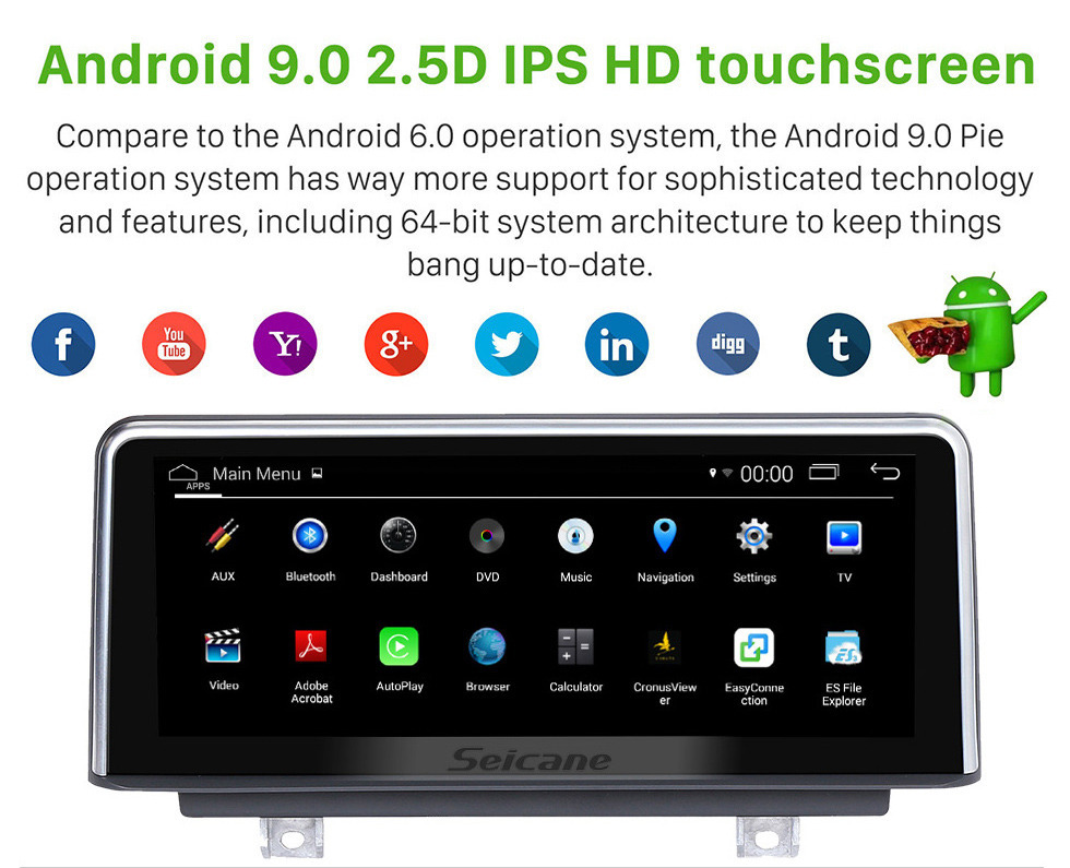 Seicane 10,25 polegadas Android 9.0 HD Touchscreen 2013-2016 BMW Série 3 F30 / F31 / F34 / F35 Reposição Rádio Cabeça Unidade Carro Sistema de navegação GPS estéreo Sistema de navegação GPS Bluetooth Suporte por telefone WIFI Câmera de retrovisor de controle de v Seicane 10,25 polegadas Android 9.0 HD Touchscreen 2013-2016 BMW Série 3 F30 / F31 / F34 / F35 Reposição Rádio Cabeça Unidade Carro Sistema de navegação GPS estéreo Sistema de navegação GPS Bluetooth Suporte por telefone WIFI Câmera de retrovisor de controle de v