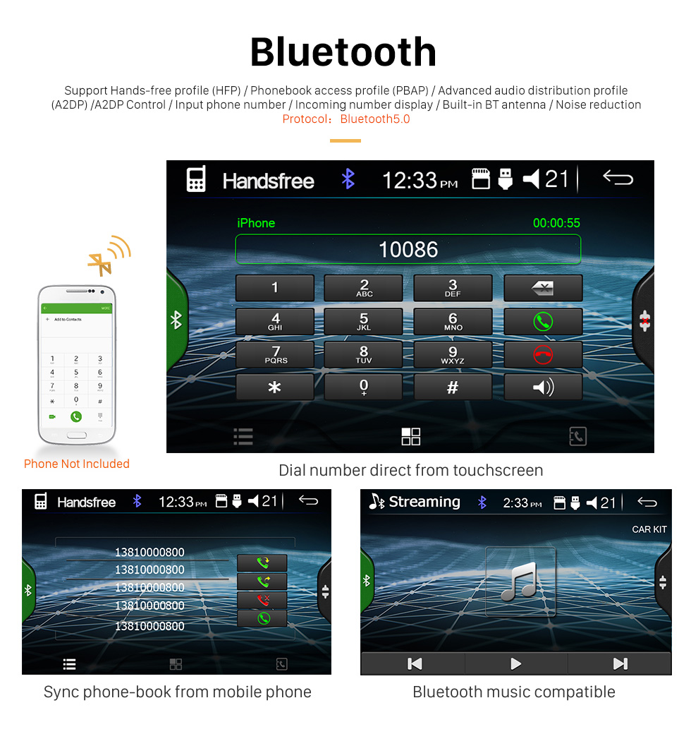 Seicane 7 polegada Touchscreen MP5 Player Espelho Link Música Rádio Bluetooth para suporte universal Controle de Volante câmera Retrovisor