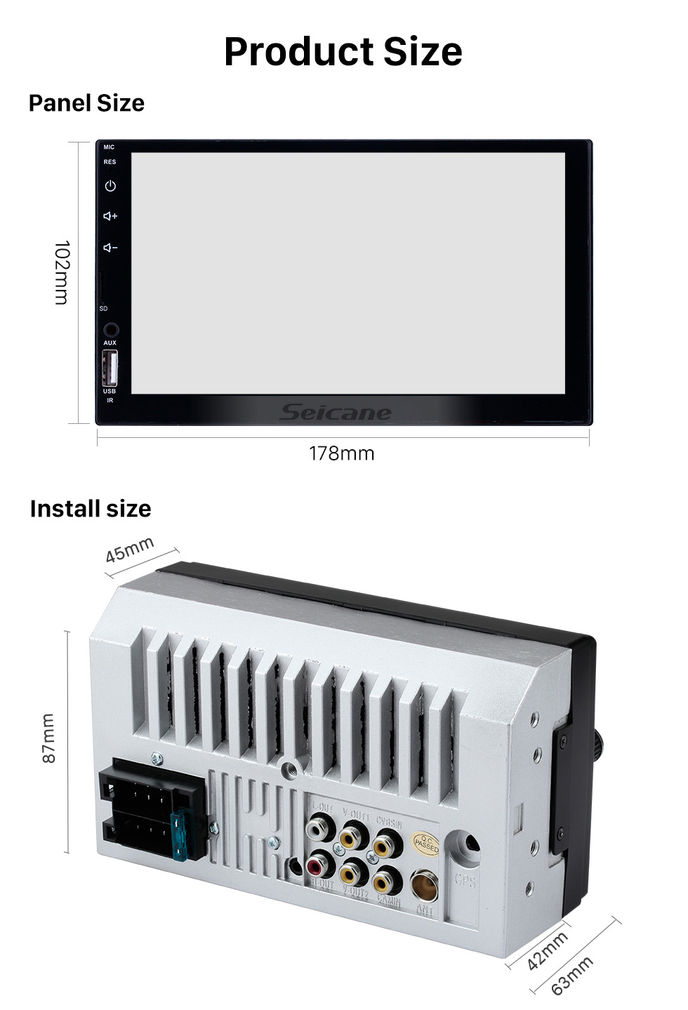 Seicane Pantalla táctil de 7 pulgadas Reproductor MP5 Mirror Link Música Radio Bluetooth para soporte universal Control del volante Cámara retrovisora