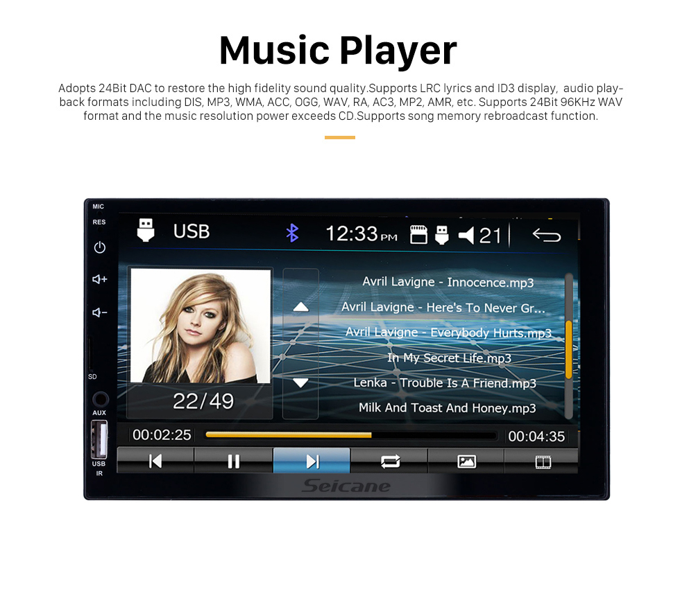 Seicane 7 polegada Touchscreen MP5 Player Espelho Link Música Rádio Bluetooth para suporte universal Controle de Volante câmera Retrovisor