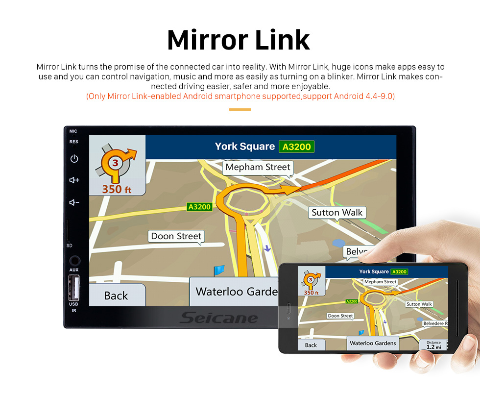 Seicane 7 inch Touchscreen MP5 Player Mirror Link Music Bluetooth Radio for universal support Steering Wheel Control Rearview camera