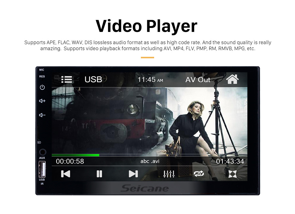 Seicane 7 inch Touchscreen MP5 Player Mirror Link Music Bluetooth Radio for universal support Steering Wheel Control Rearview camera