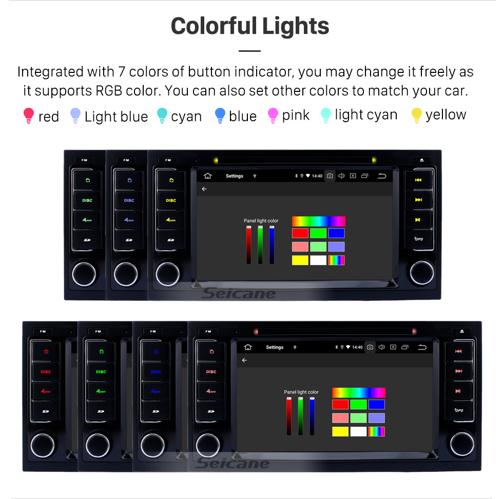 Seicane Écran tactile HD pour 2004 2005 2006-2011 VW Volkswagen Touareg 2009 T5 Multivan / Transporter Radio Android 9.0 7 pouces Système de navigation GPS Support Bluetooth Carplay OBD2