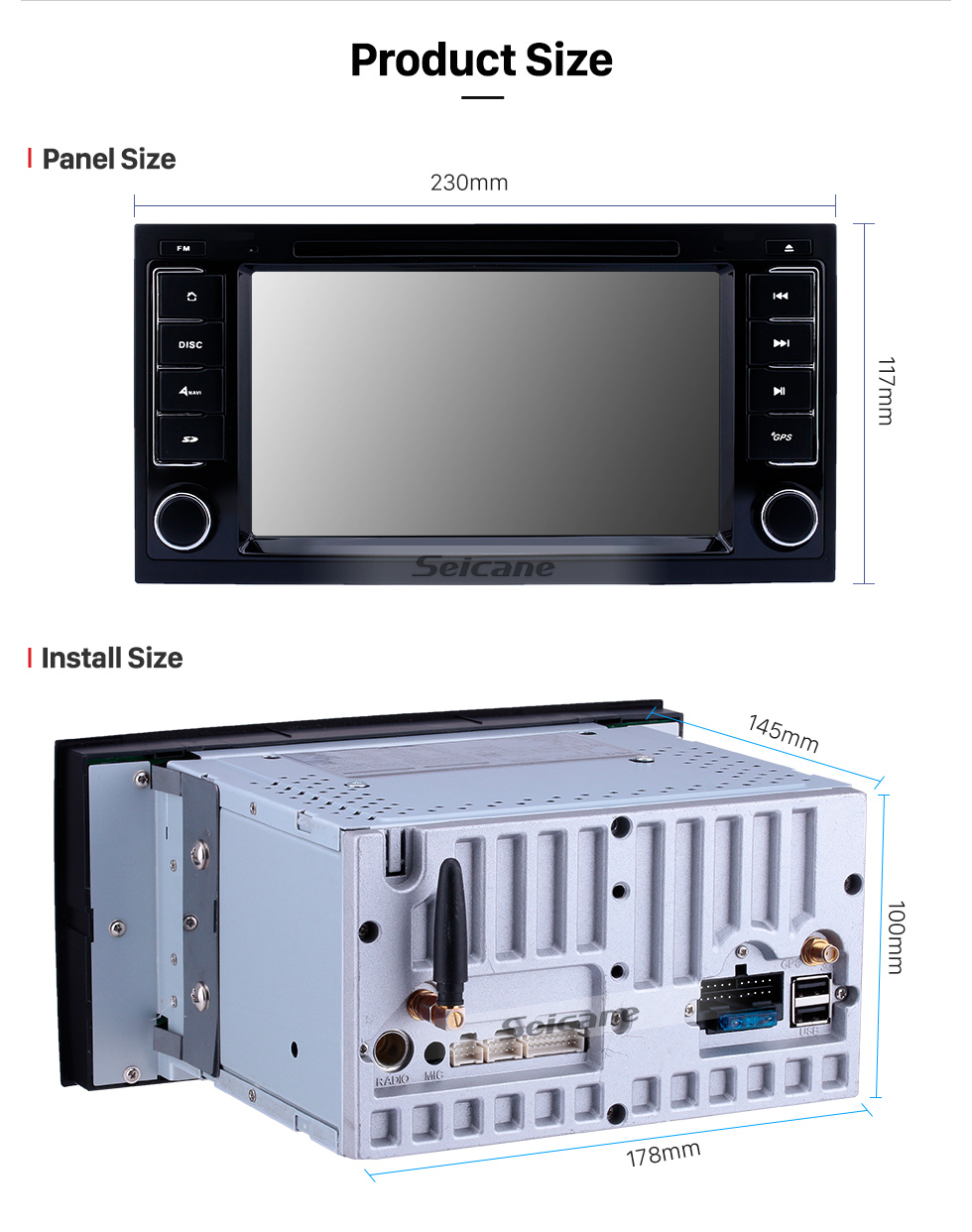 Seicane Tela sensível ao toque HD para 2004 2005 2006-2011 VW Volkswagen Touareg 2009 T5 Multivan / Rádio transportador Android 9.0 7 polegadas Sistema de navegação GPS Suporte Bluetooth Carplay OBD2