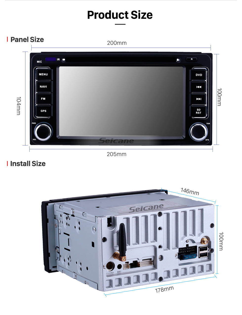 Seicane 1998-2007 TOYOTA Land Cruiser 100 Serie Android 8.0 Radio DVD-Player GPS Navigationssystem Autoradio mit Bluetooth WiFi DVR Spiegel Link Lenkradsteuerung 1080P Video