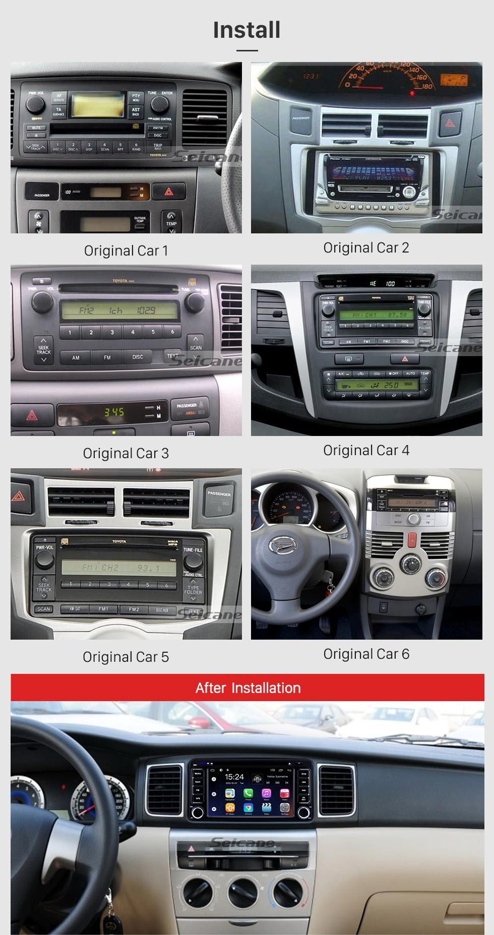 Seicane Android 9.0 6.2 polegada para Universal Radio GPS Sistema de Navegação com HD Touchscreen Bluetooth AUX WIFI suporte Carplay DVR OBD2