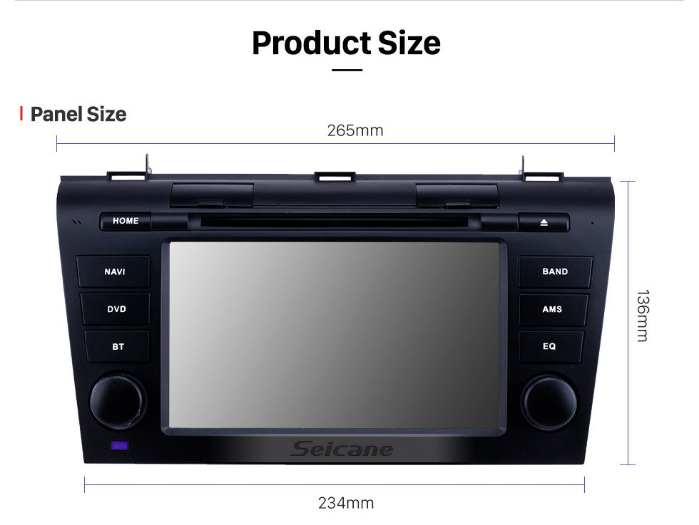 Seicane Сенсорный экран HD для 2007 2008 2009 Mazda 3 Radio Android 9.0 7-дюймовый GPS-навигатор Поддержка Bluetooth Управление рулем Carplay